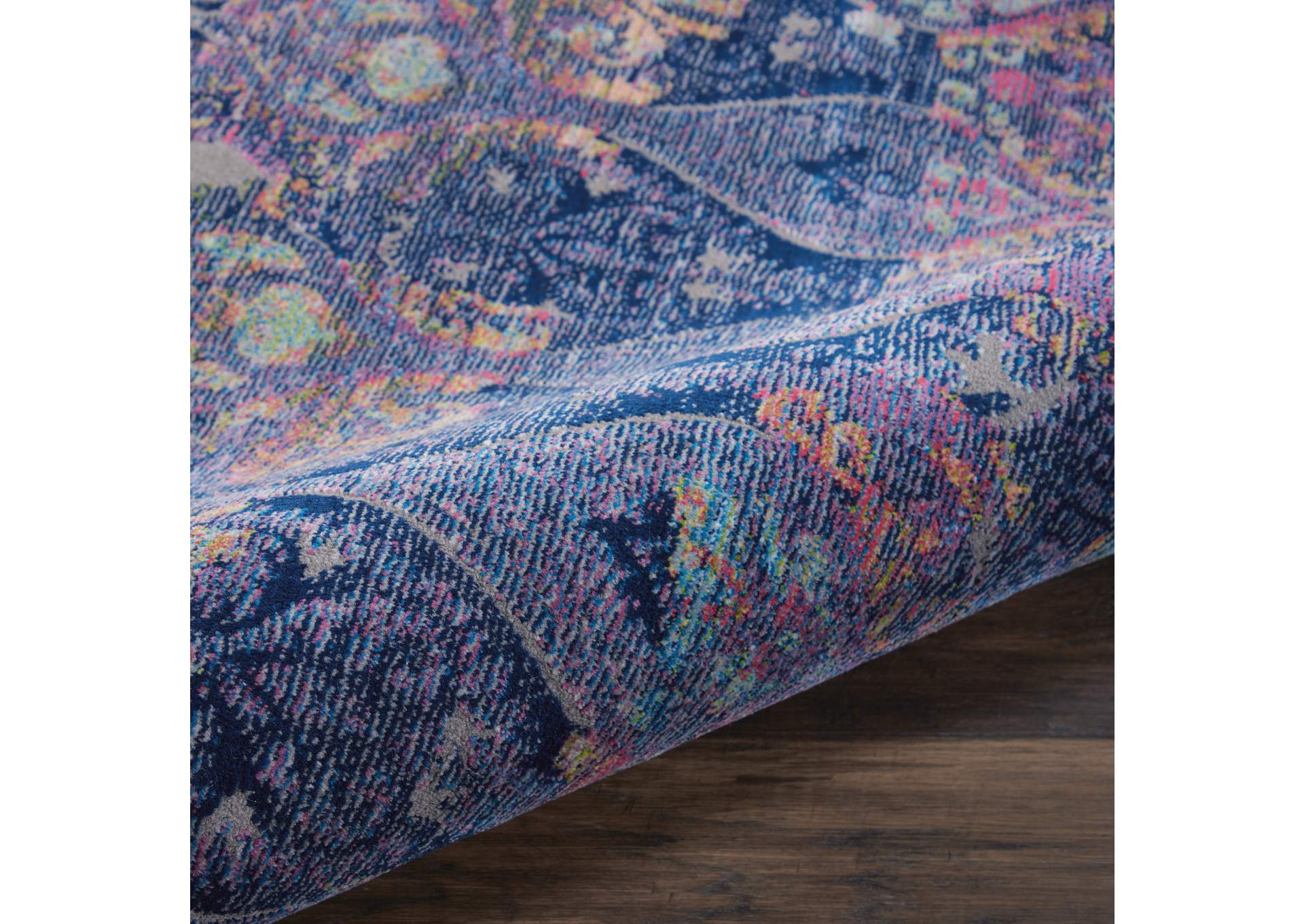 Nourison Ankara Global ANR08 Navy Blue Multicolor 6' Round Moroccan Area Rug,Nourison