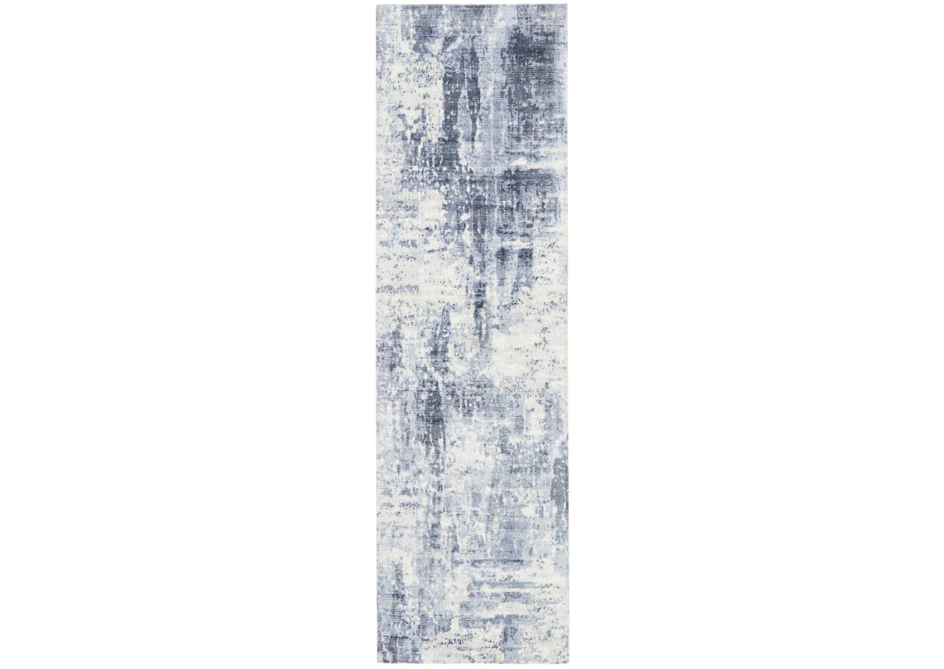 kathy ireland Home Safari Dreams KI372 Slate Blue and White 8' Runner Hallway Rug,Nourison