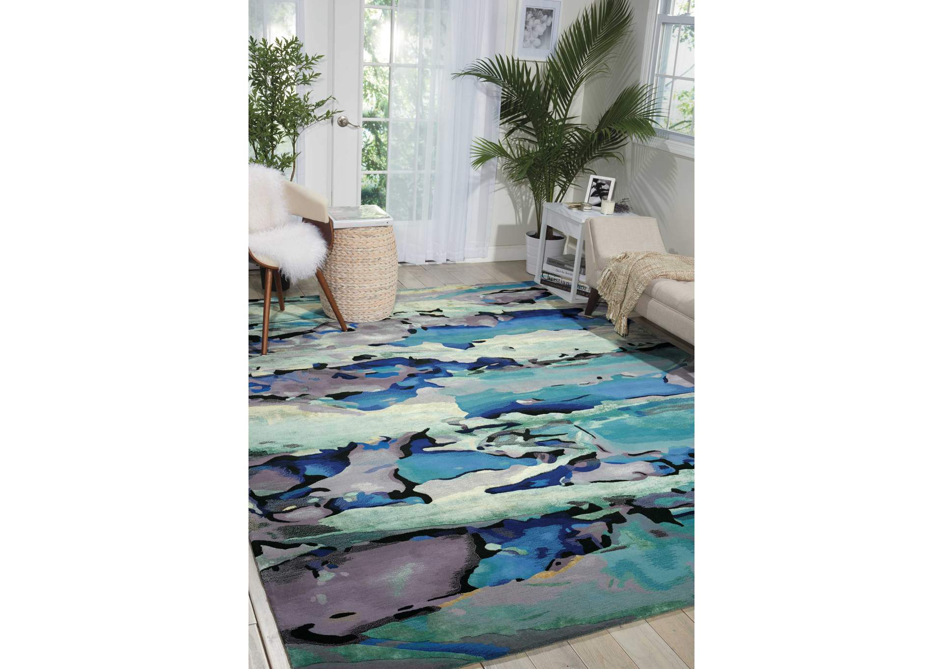 Nourison Prismatic PRS04 Blue and Green 9'x12' Oversized Rug,Nourison