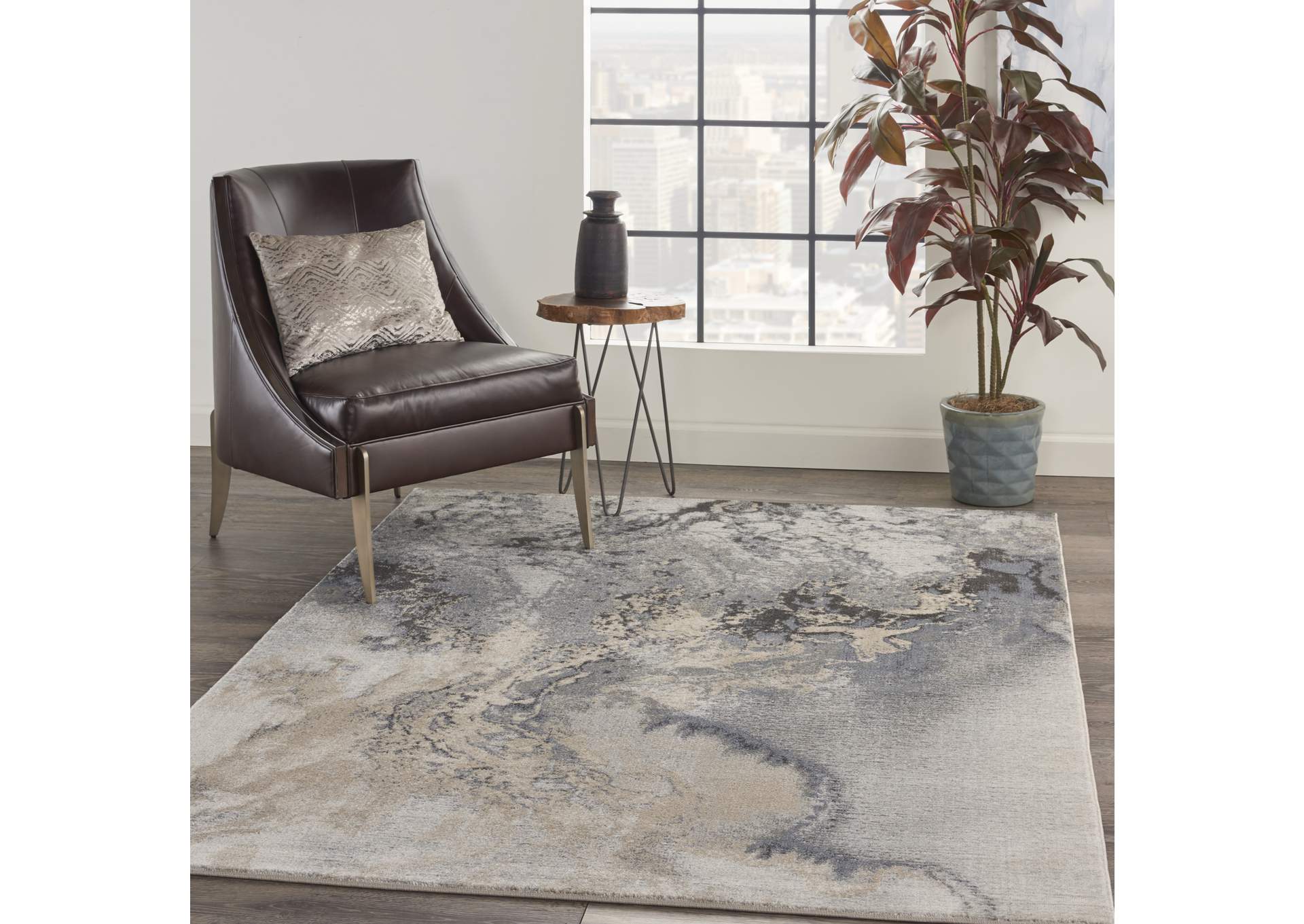 Nourison Maxell MAE08 Grey 4'x6' Area Rug,Nourison