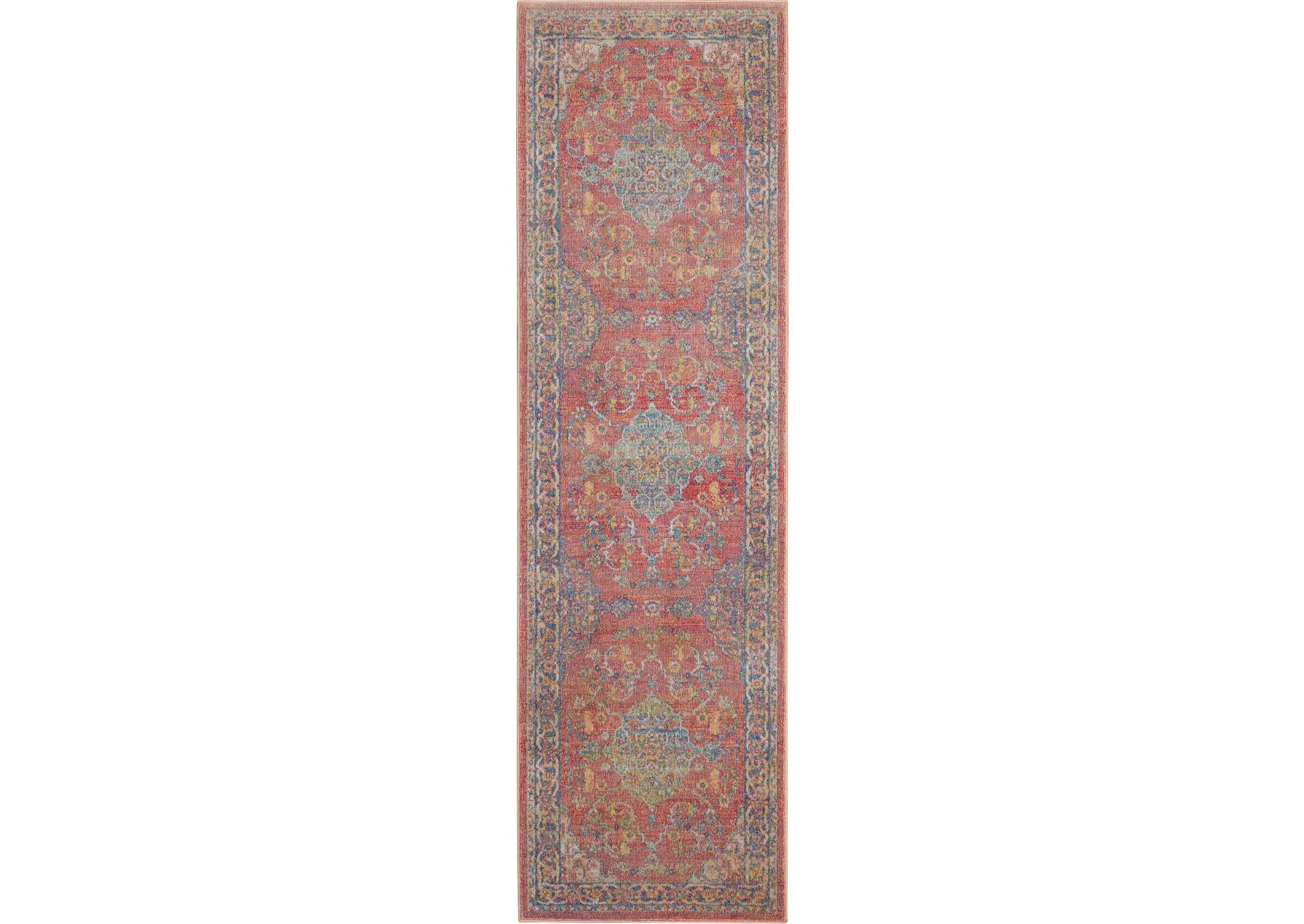 Nourison Ankara Global ANR01 Multicolor 8' Runner Low-pile Hallway Rug,Nourison