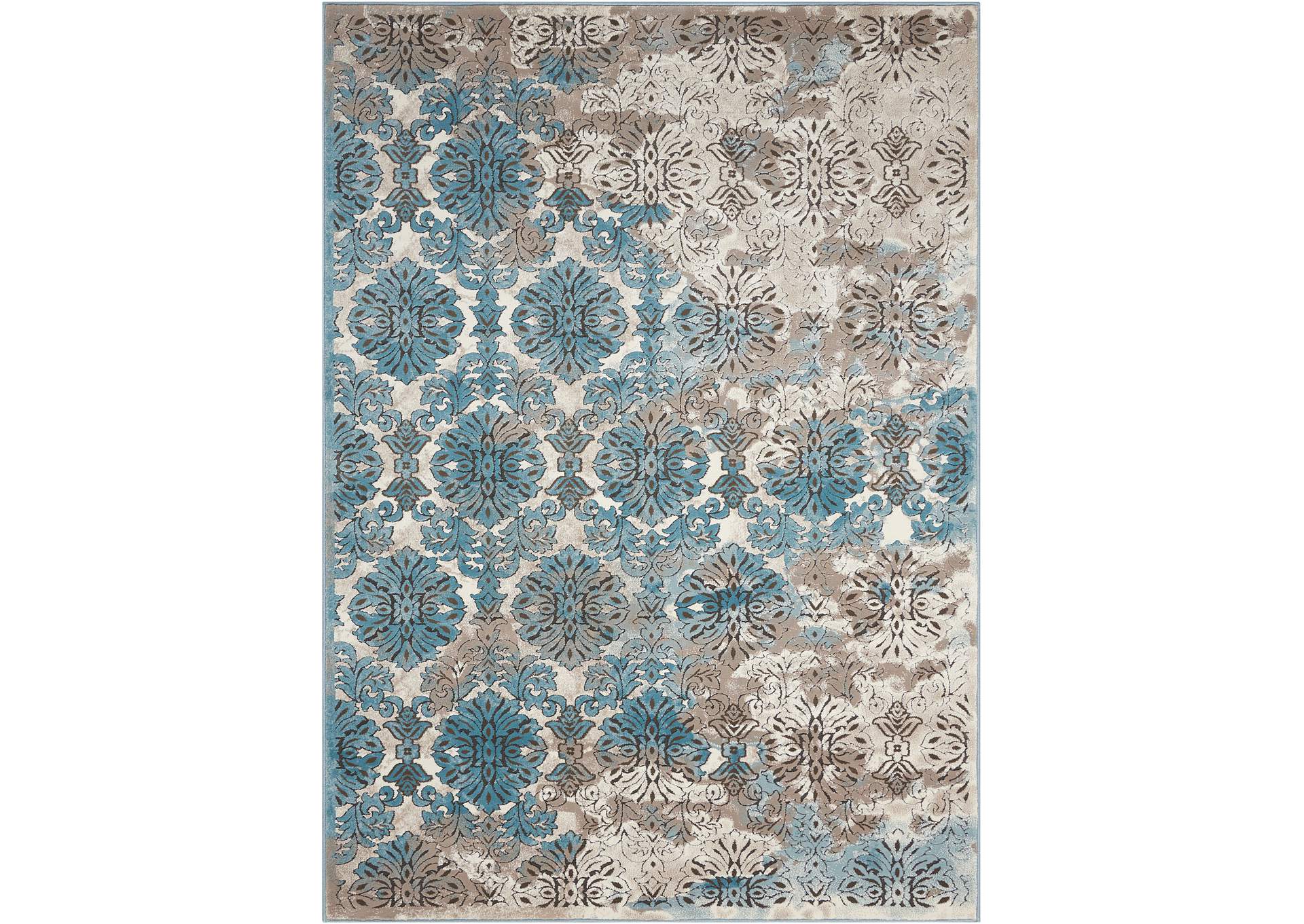 Nourison Karma KRM05 Blue and White 5'x7' Area Rug,Nourison