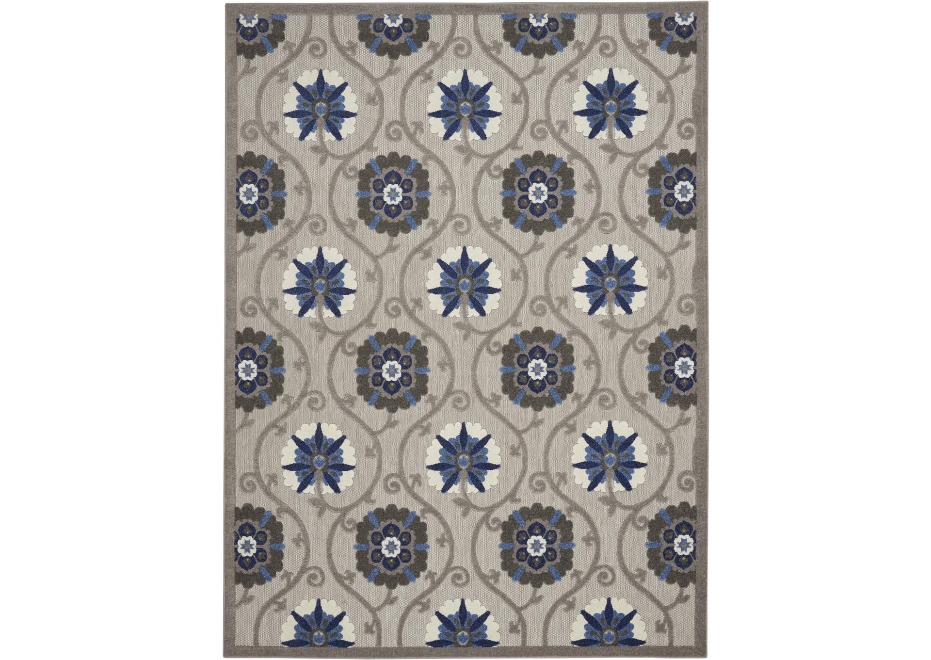 Nourison Aloha 8'x11' Grey Patio Area Rug,Nourison