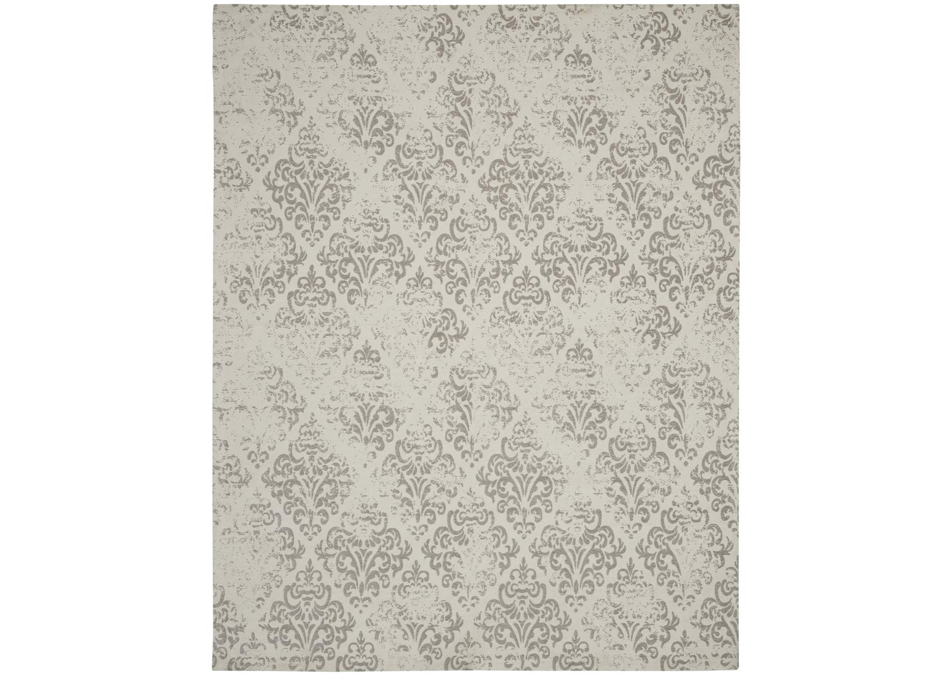 Nourison Damask DAS03 White 8'x10' Large Flat Rug,Nourison