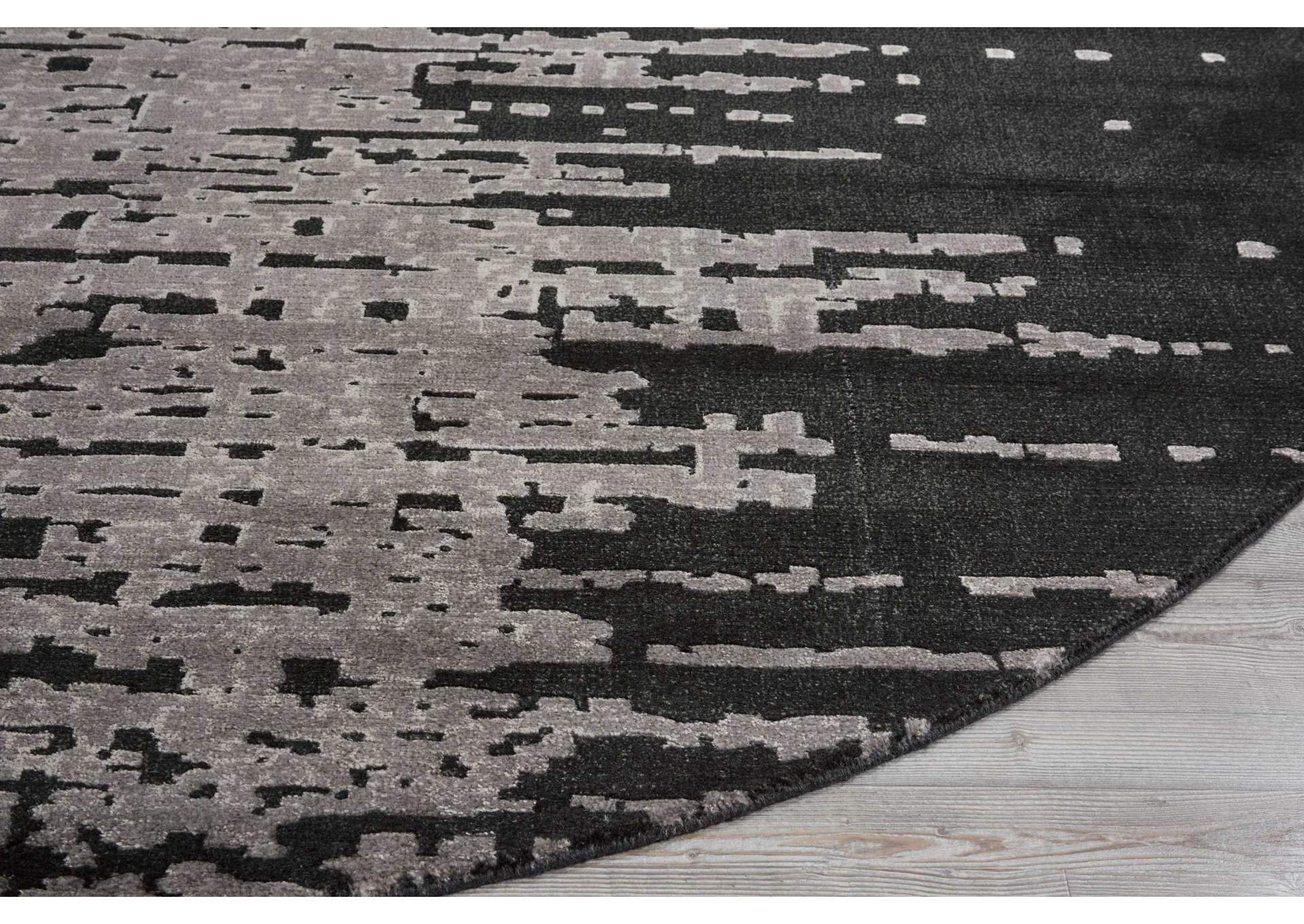 Nourison Twilight TWI11 Black and Grey 8' Round Large Rug,Nourison