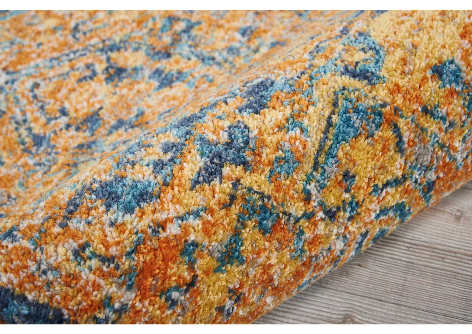 Nourison Passion PSN07 Orange and Blue 8' Runner Hallway Rug,Nourison