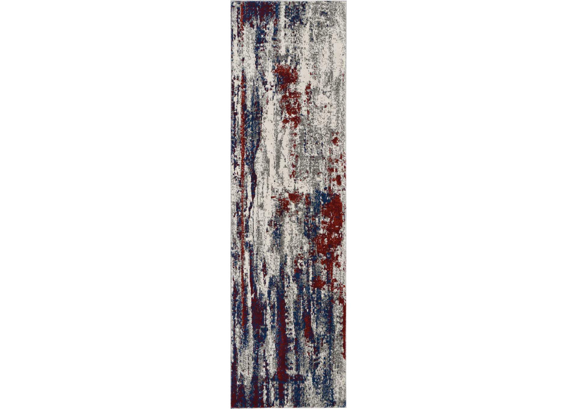 Nourison Maxell MAE15 Red and Blue 8' Runner Hallway Rug,Nourison