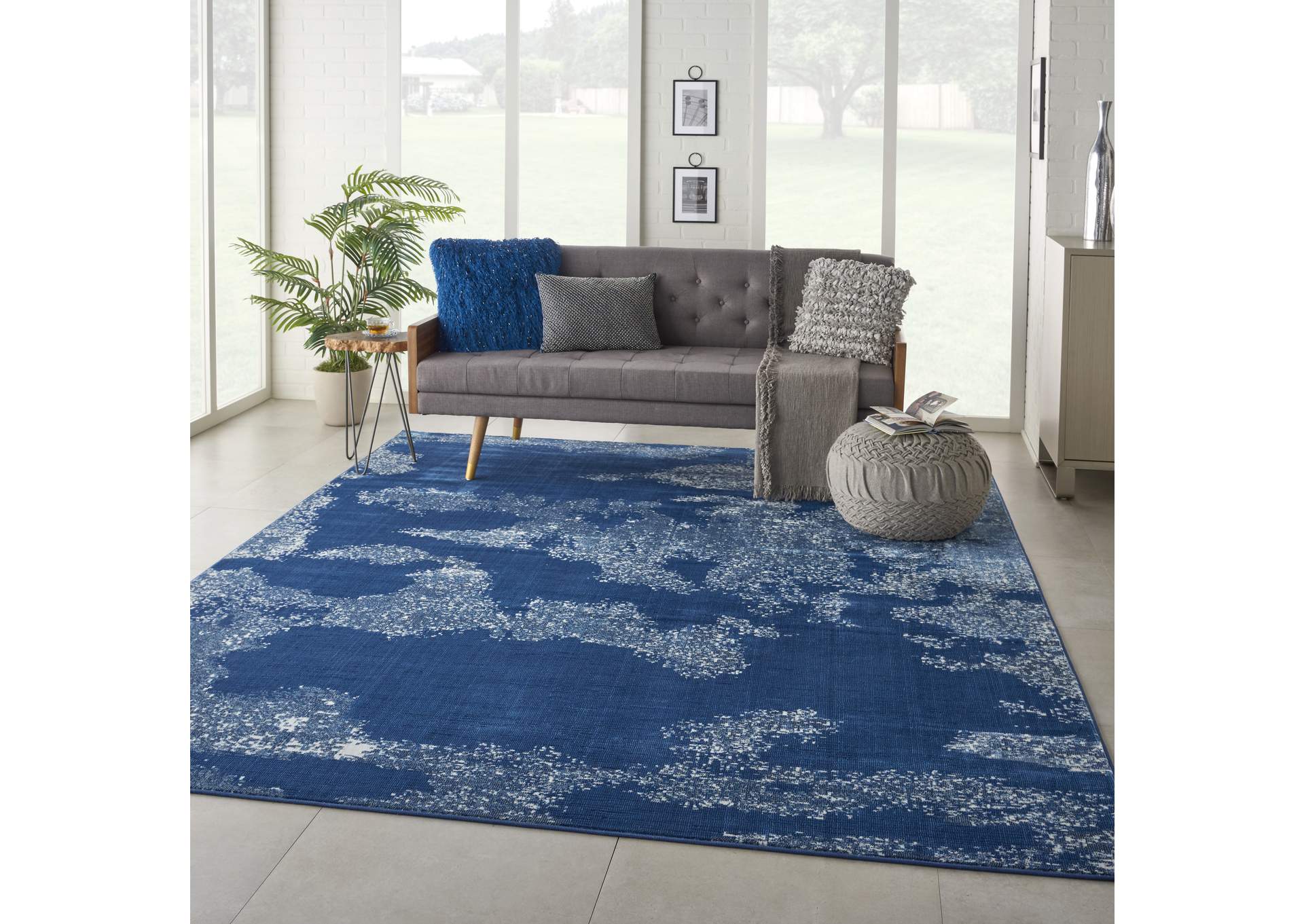 Nourison Etchings 8' x 10' Blue Abstract Area Rug,Nourison