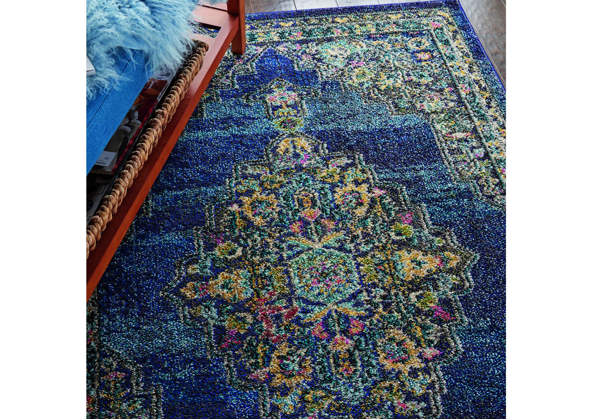 Nourison Passionate PST01 Dark Blue Multicolor 4'x6' Kashan Area Rug,Nourison