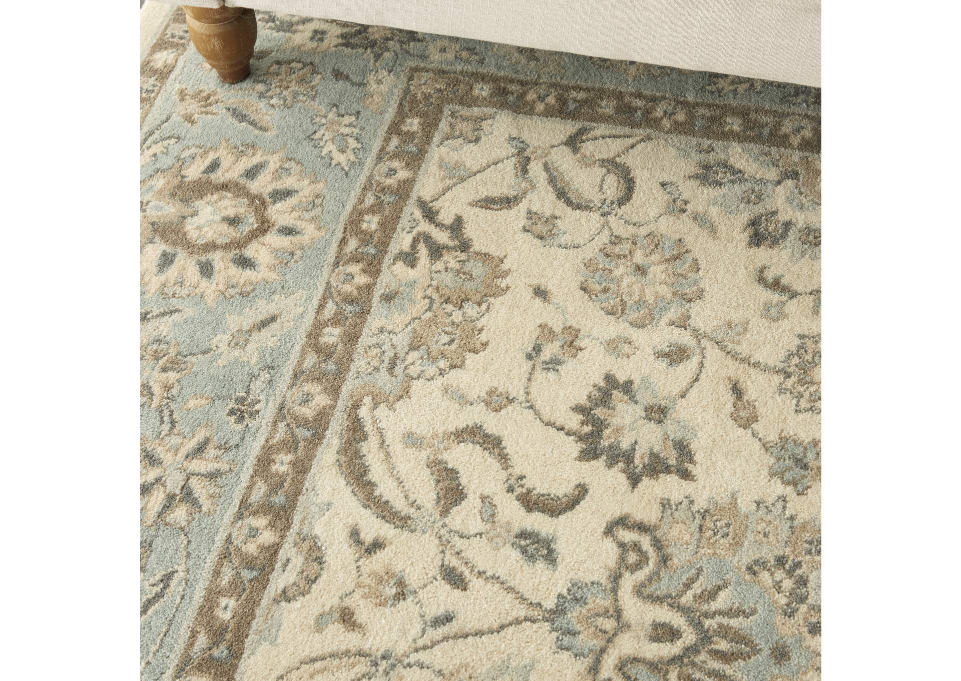 Nourison Living Treasures 8' x 10' Ivory and Aqua Area Rug,Nourison