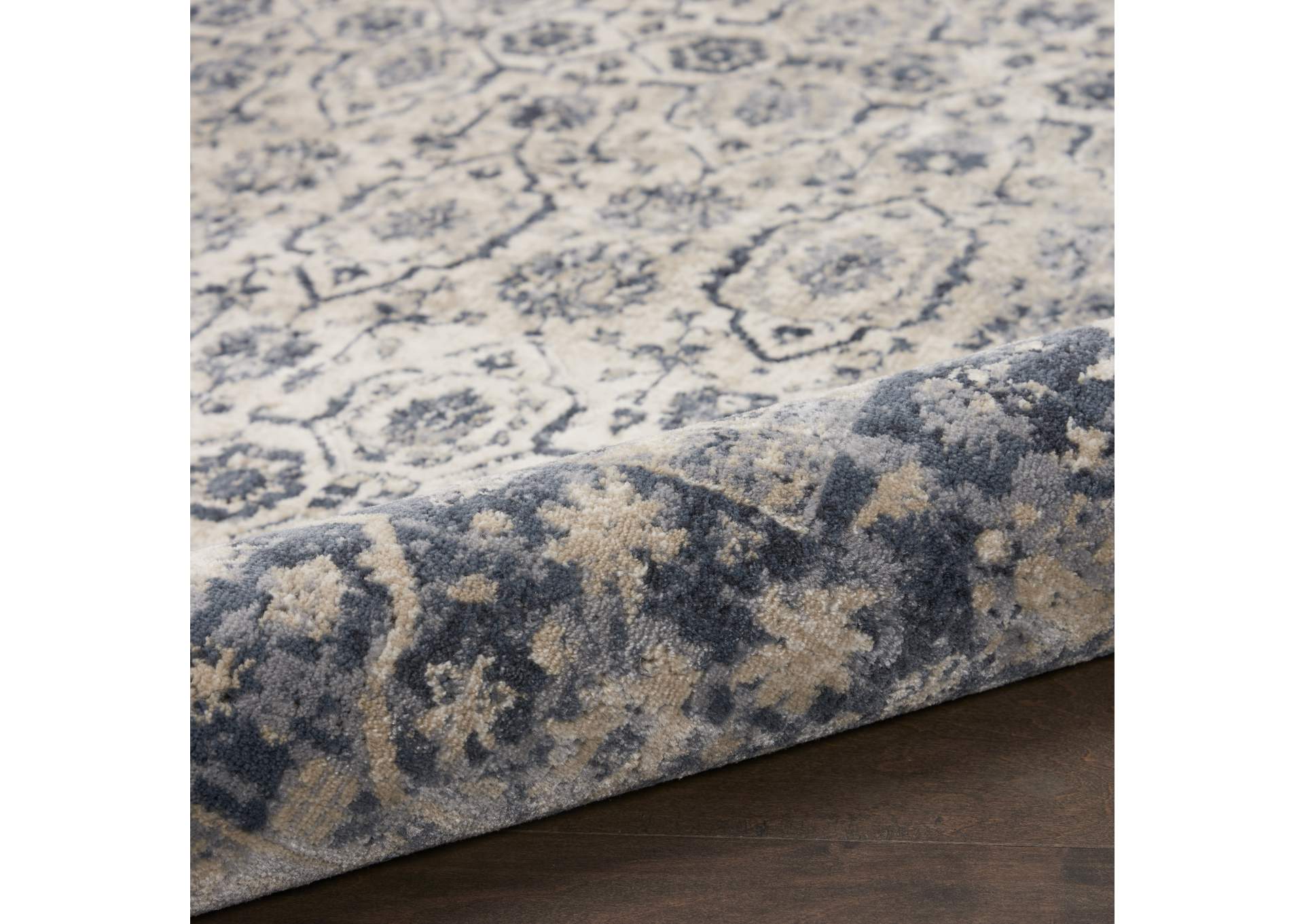 kathy ireland Home Malta MAI04 Blue and Ivory 5'x8' Area Rug,Nourison