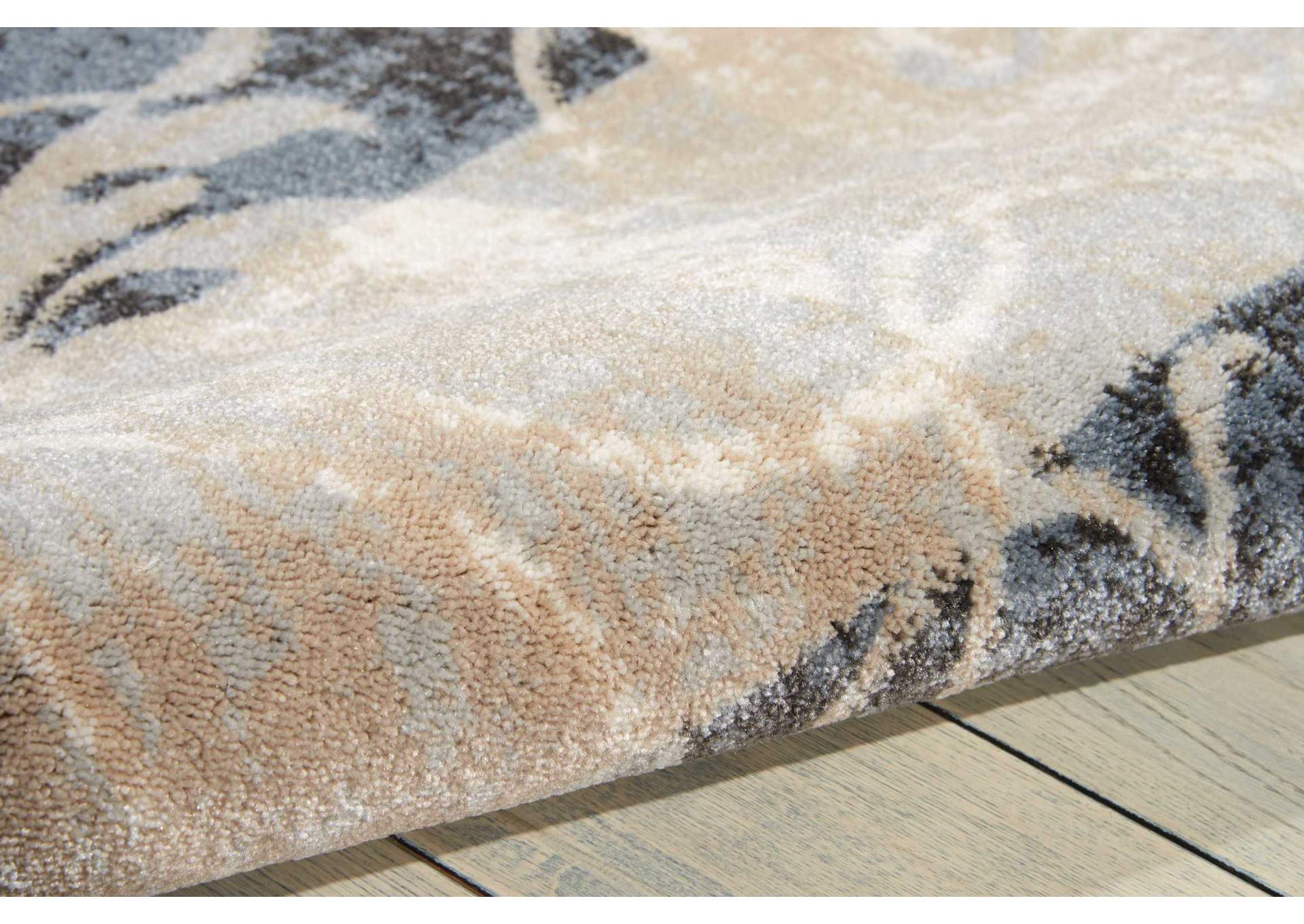 Nourison Maxell MAE03 Black and Beige 8' Runner Hallway Rug,Nourison