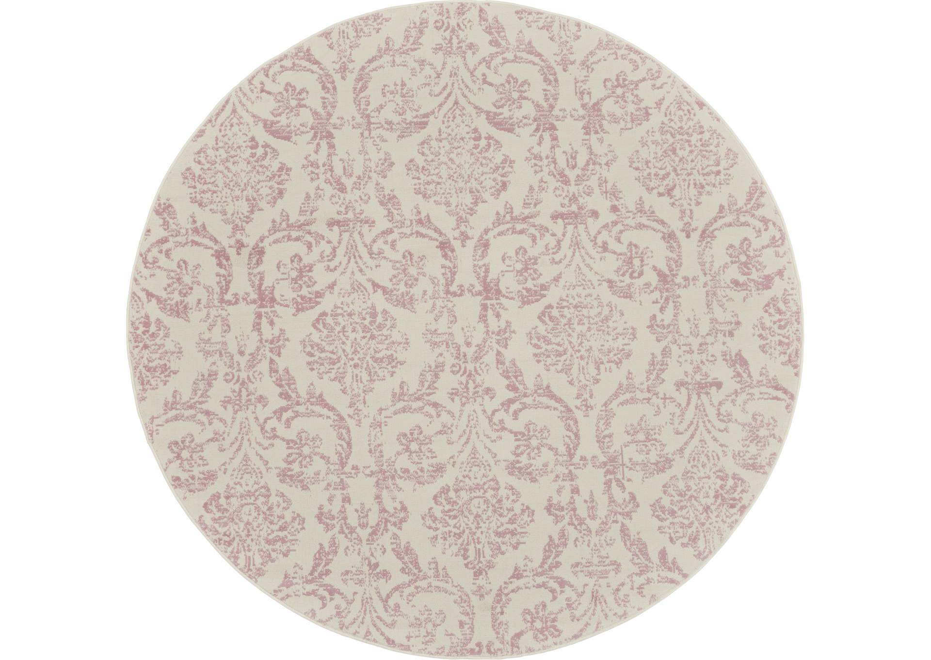 Nourison Jubilant 8' Round White and Pink Area Rug,Nourison