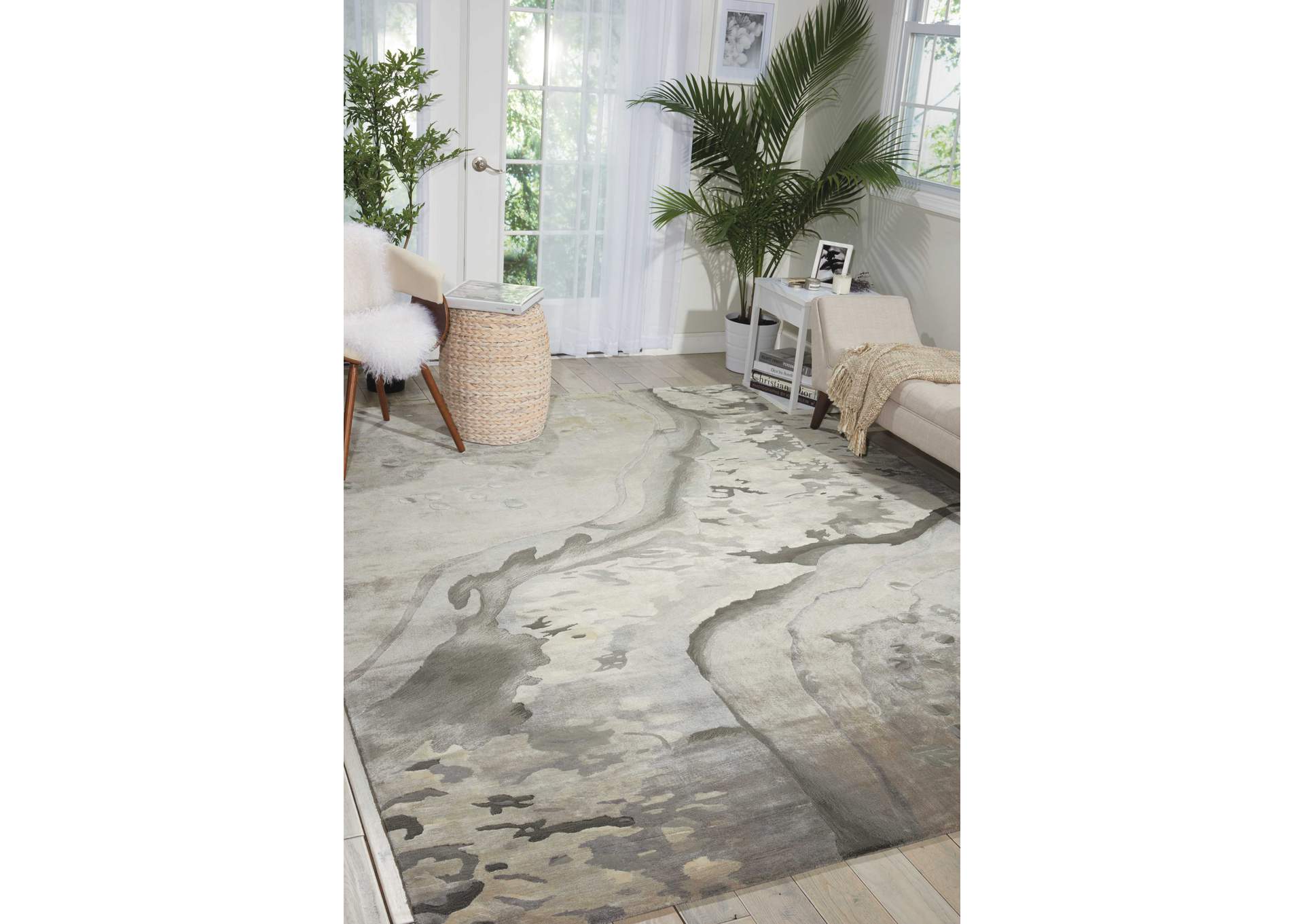 Nourison Prismatic PRS05 Grey 4'x6' Area Rug,Nourison