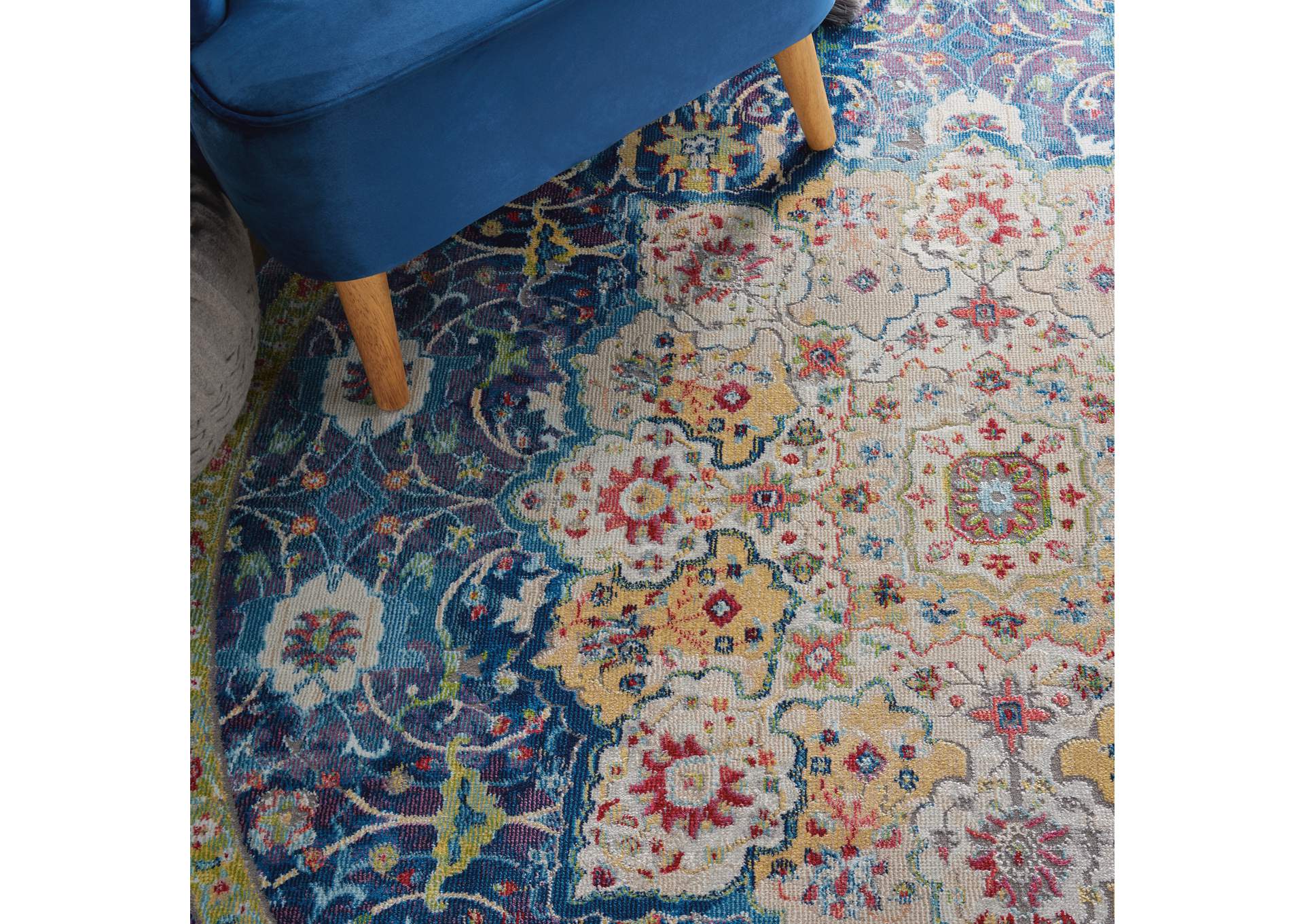 Nourison Ankara Global ANR03 Blue 6' Round Oushak Area Rug,Nourison