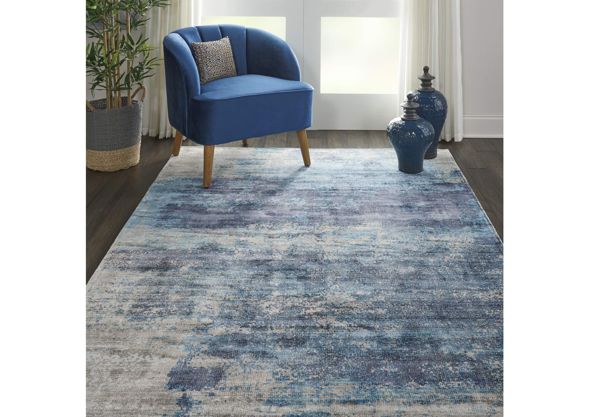 kathy ireland Home Safari Dreams KI374 Blue 5'x8' Area Rug,Nourison