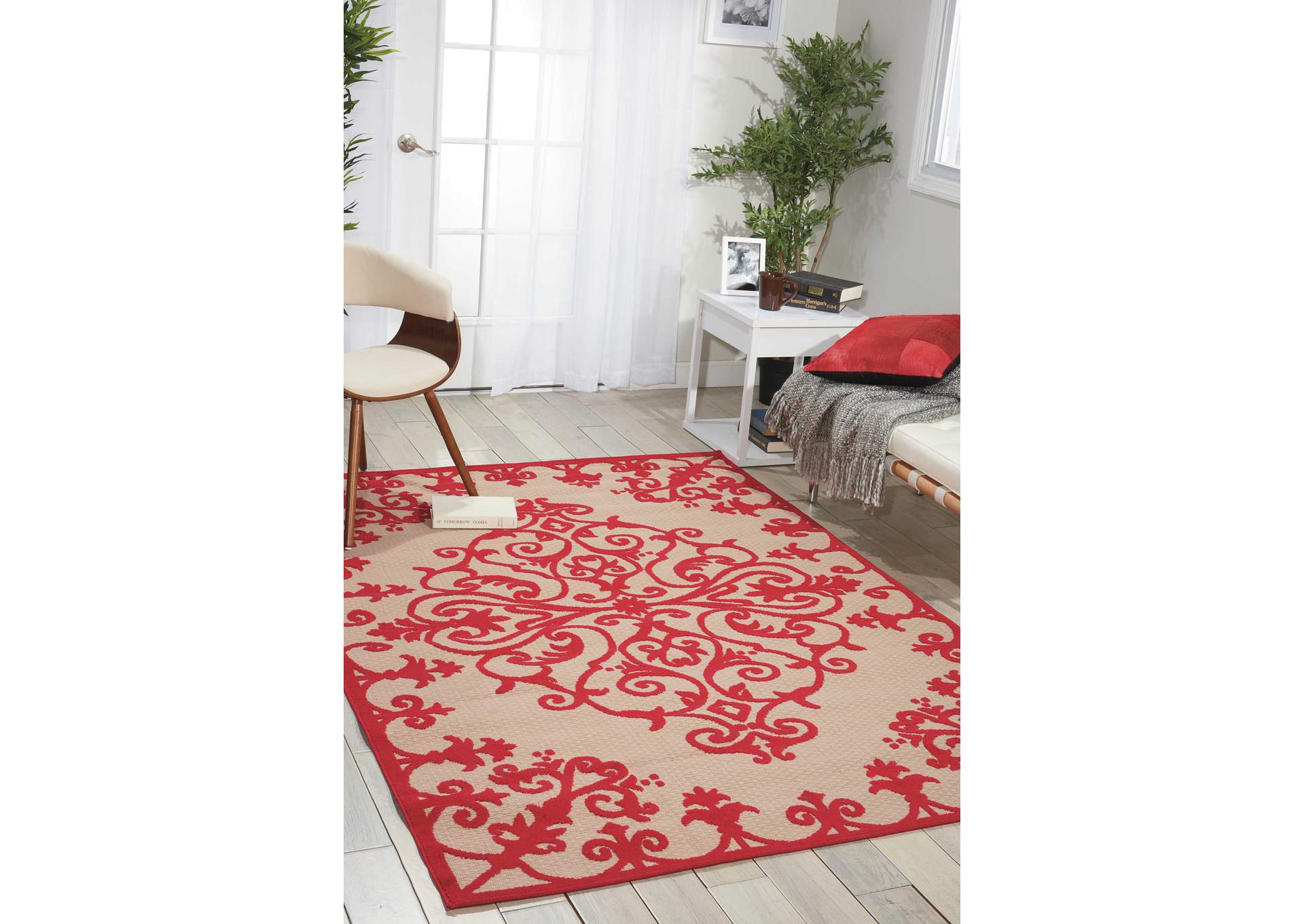 Nourison Aloha ALH12 Red and White 10'x13' Oversized Indoor-outdoor Rug,Nourison