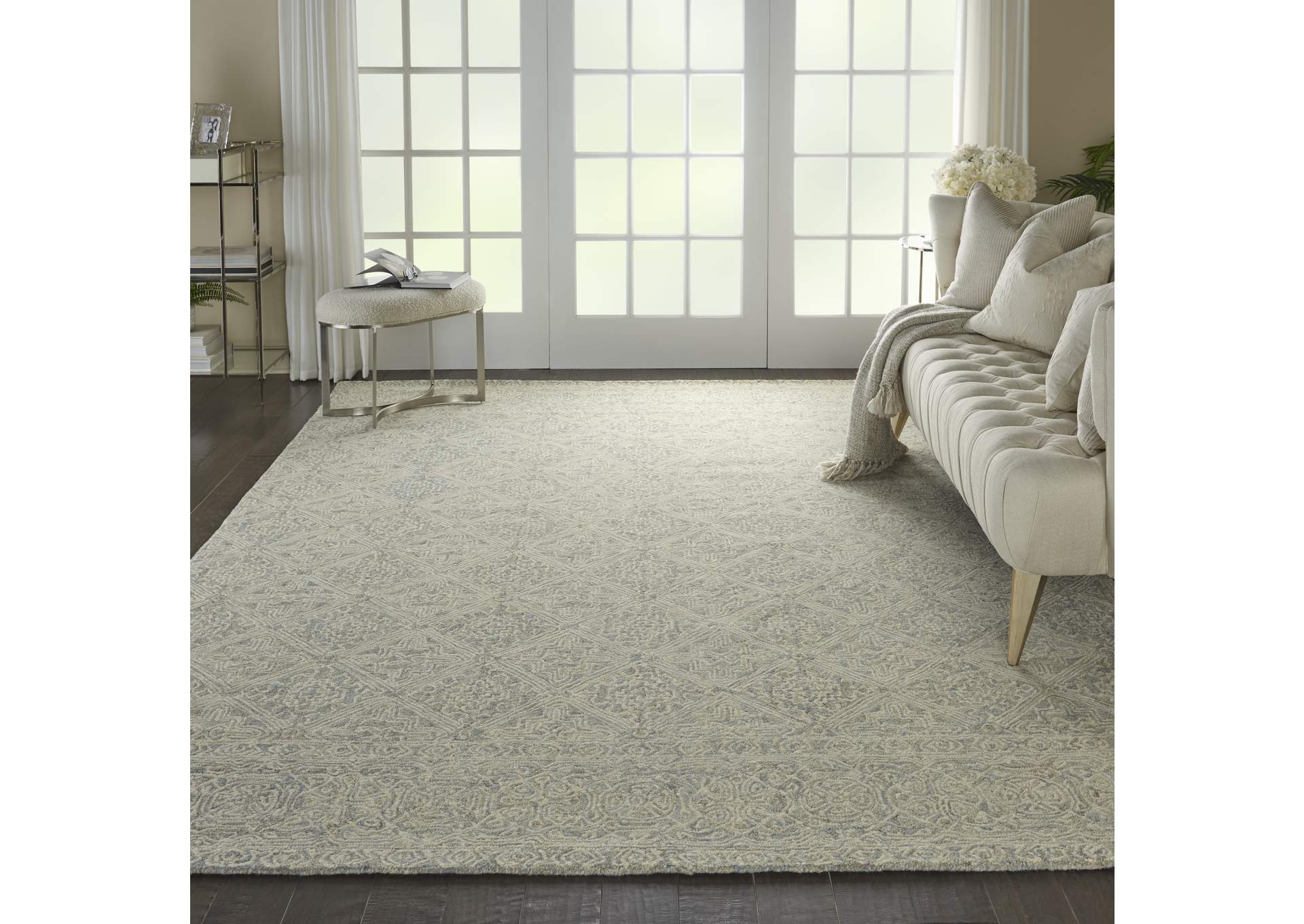 Nourison Azura AZM01 Light Blue and White 8'x11' Oversized Handcrafted Rug,Nourison