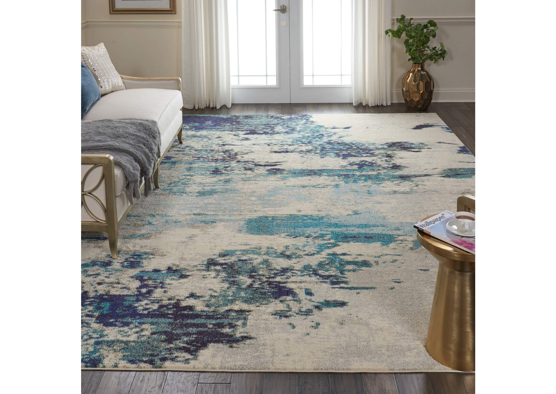Nourison Celestial CES02 Blue and White 9'x12' Oversized Rug,Nourison
