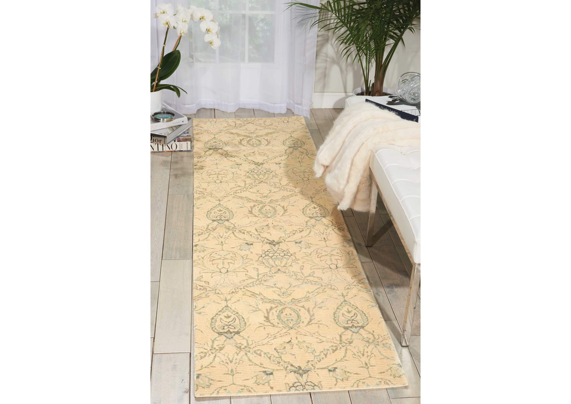 Nourison Luminance LUM07 Beige 8' Runner Hallway Rug,Nourison