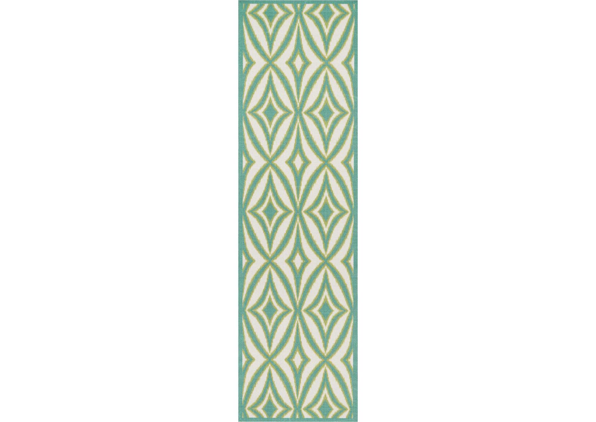 Nourison Sun N Shade SND19 Green 8' Runner Hallway Rug,Nourison