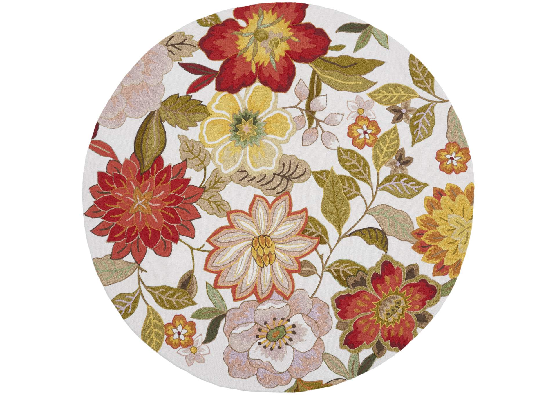 Nourison Fantasy FA18 White Multicolor 8' Round Rug,Nourison