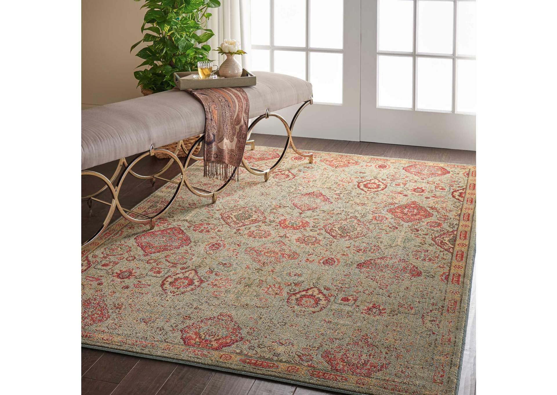 Nourison Somerset ST90 Light Green 4'x6' Oriental Area Rug,Nourison