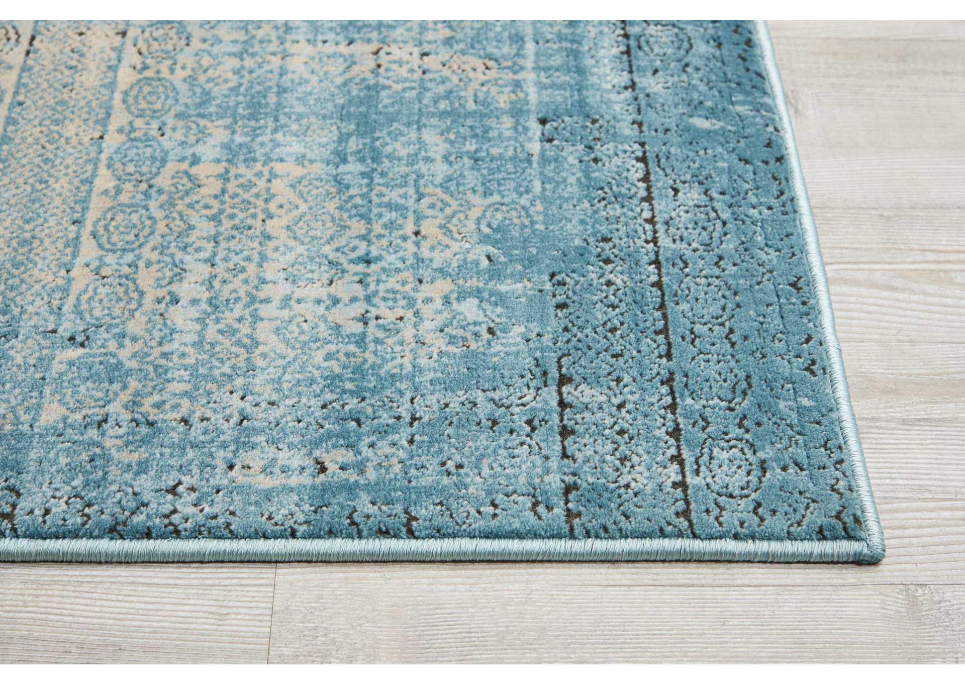 Nourison Karma KRM01 Blue 8' Runner Hallway Rug,Nourison