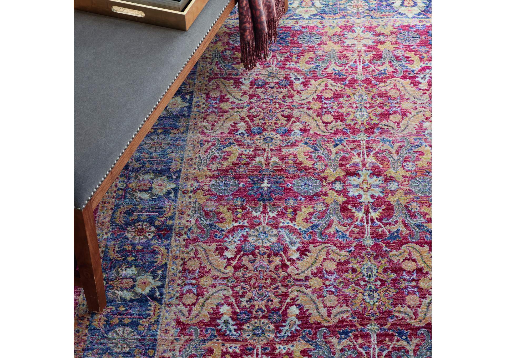 Nourison Ankara Global ANR02 Red and Blue Multicolor 4'x6' Persian Area Rug,Nourison