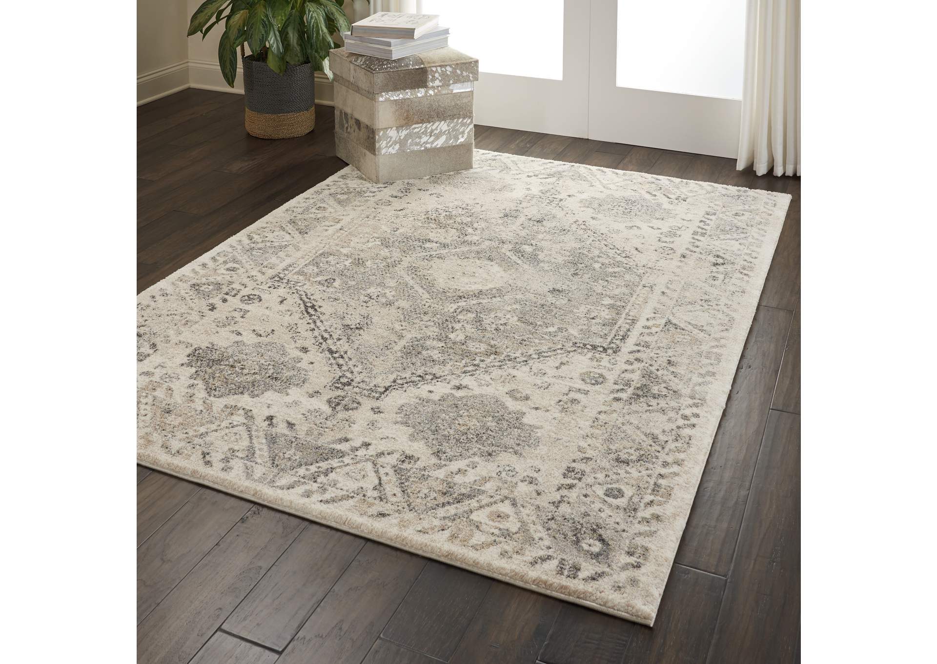 Nourison Fusion FSS11 Grey 5'x7' Farmhouse Area Rug,Nourison