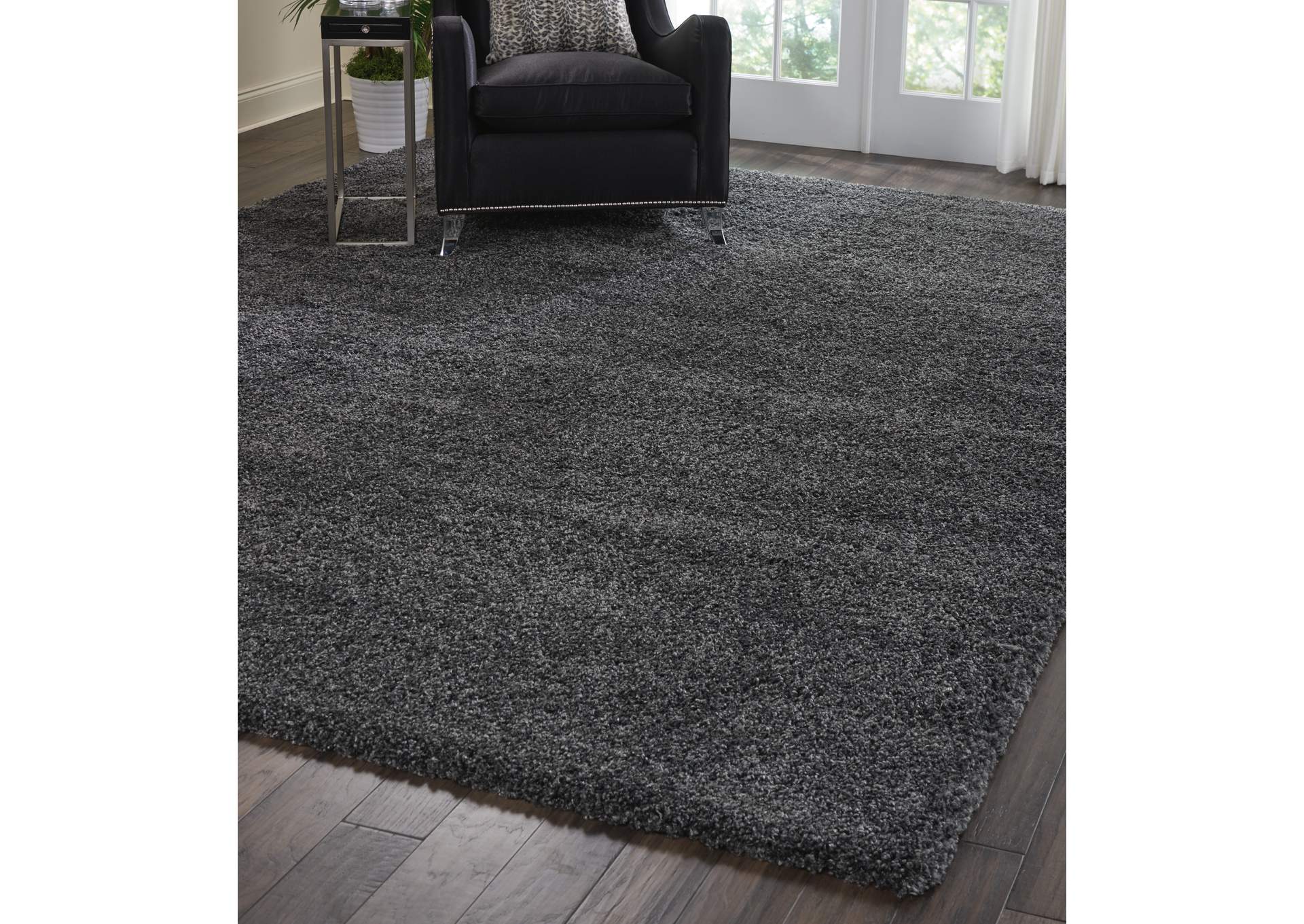 Nourison Malibu Shag MSG01 Charcoal 10'x13' Oversized Rug,Nourison