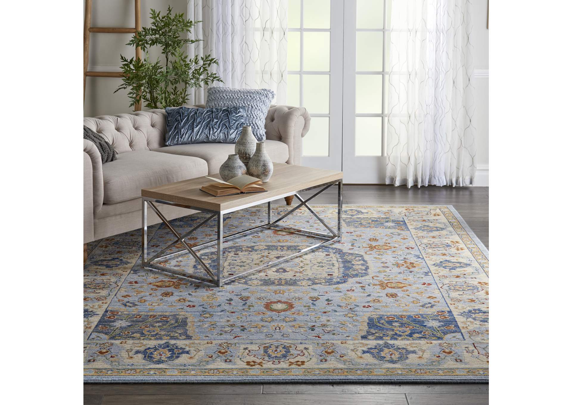 Nourison Majestic 8'x10' Light Blue Multicolor Persian Area Rug,Nourison