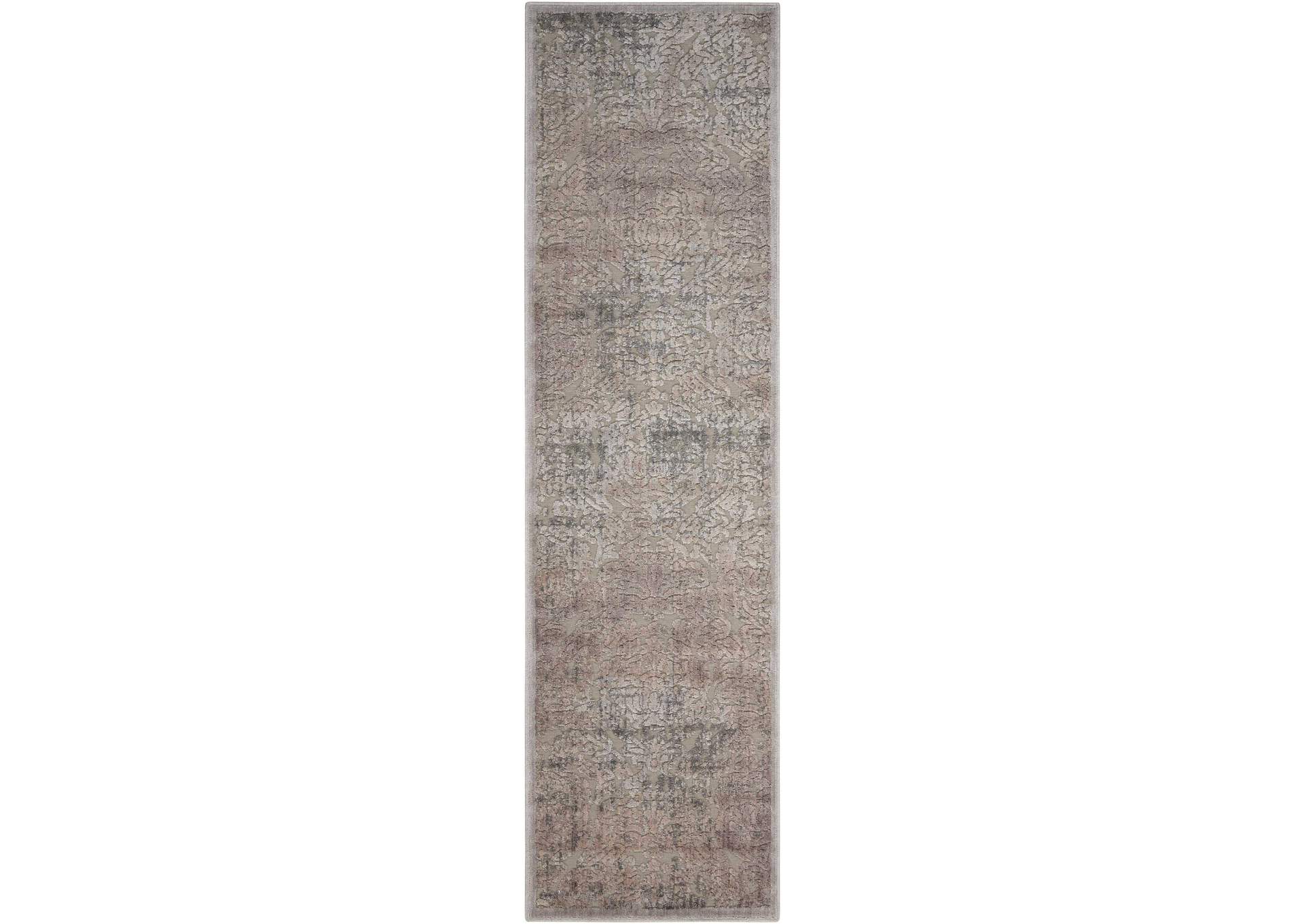 Nourison Graphic Illusions GIL09 Grey 6' Runner Hallway Rug,Nourison