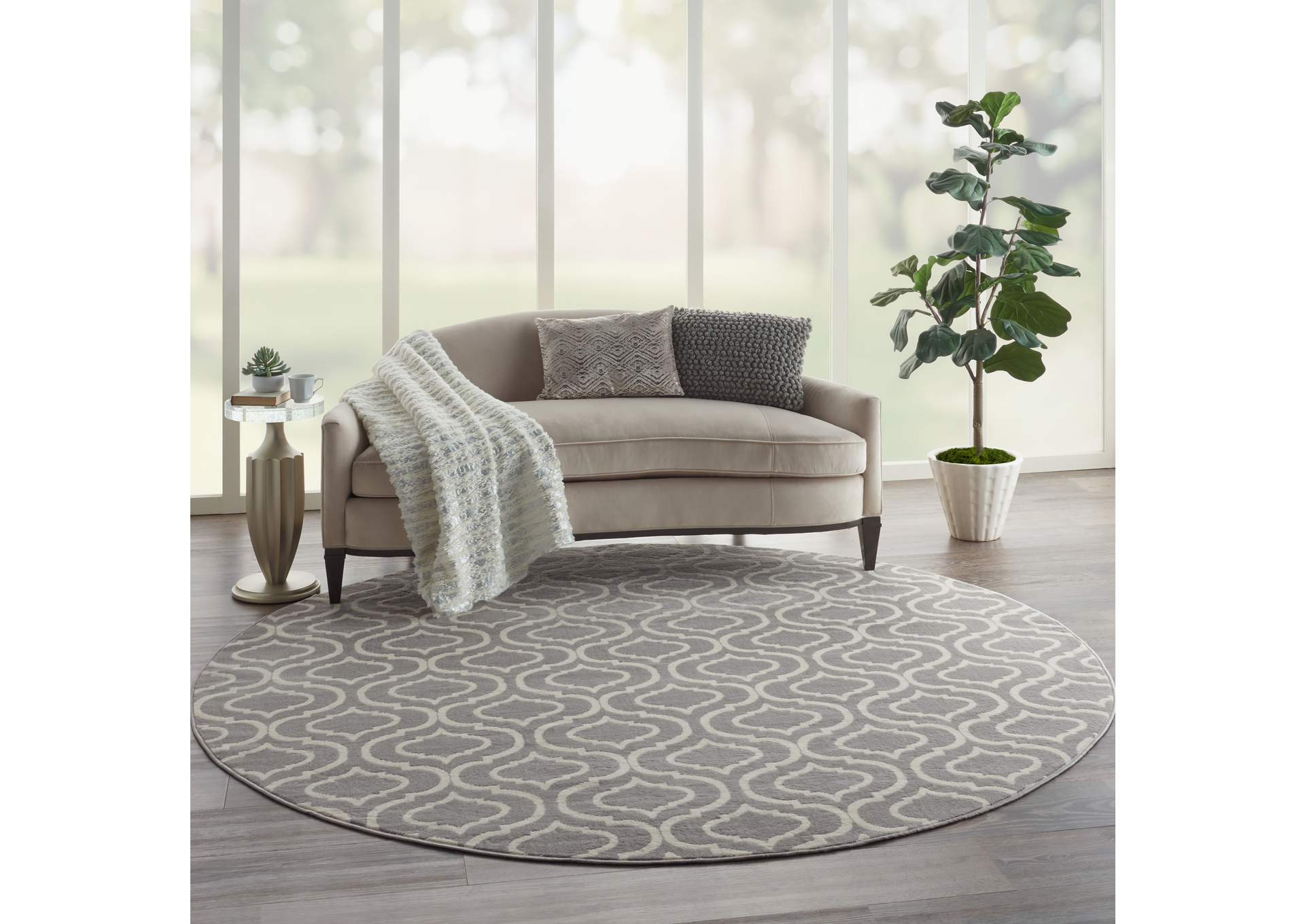 Nourison Jubilant 8' Round Grey Area Rug,Nourison