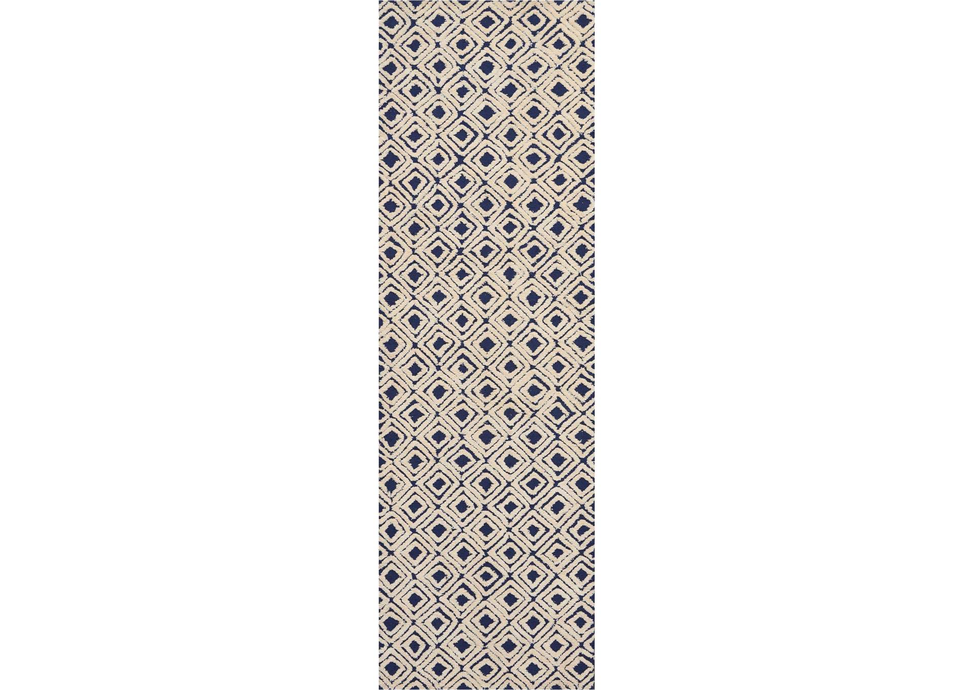 Nourison Deco Mod DEC02 Navy/Ivory 8' Runner Hallway Rug,Nourison