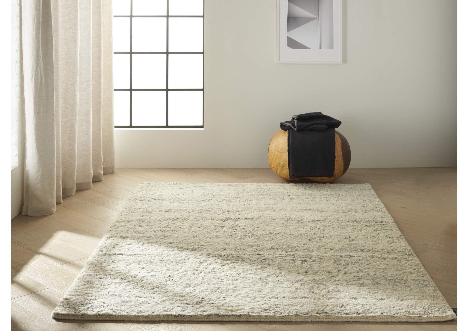 Calvin Klein Agadir 5' x 7' Grey Ribbed Shag Area Rug,Nourison
