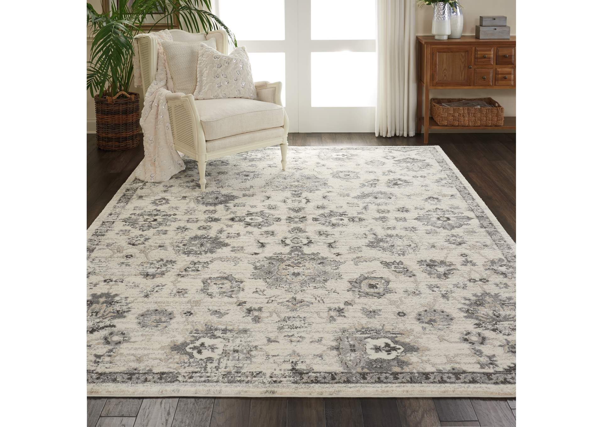 Nourison Fusion FSS15 Cream and Grey 10'x13' Oversized Plush Shag Rug,Nourison