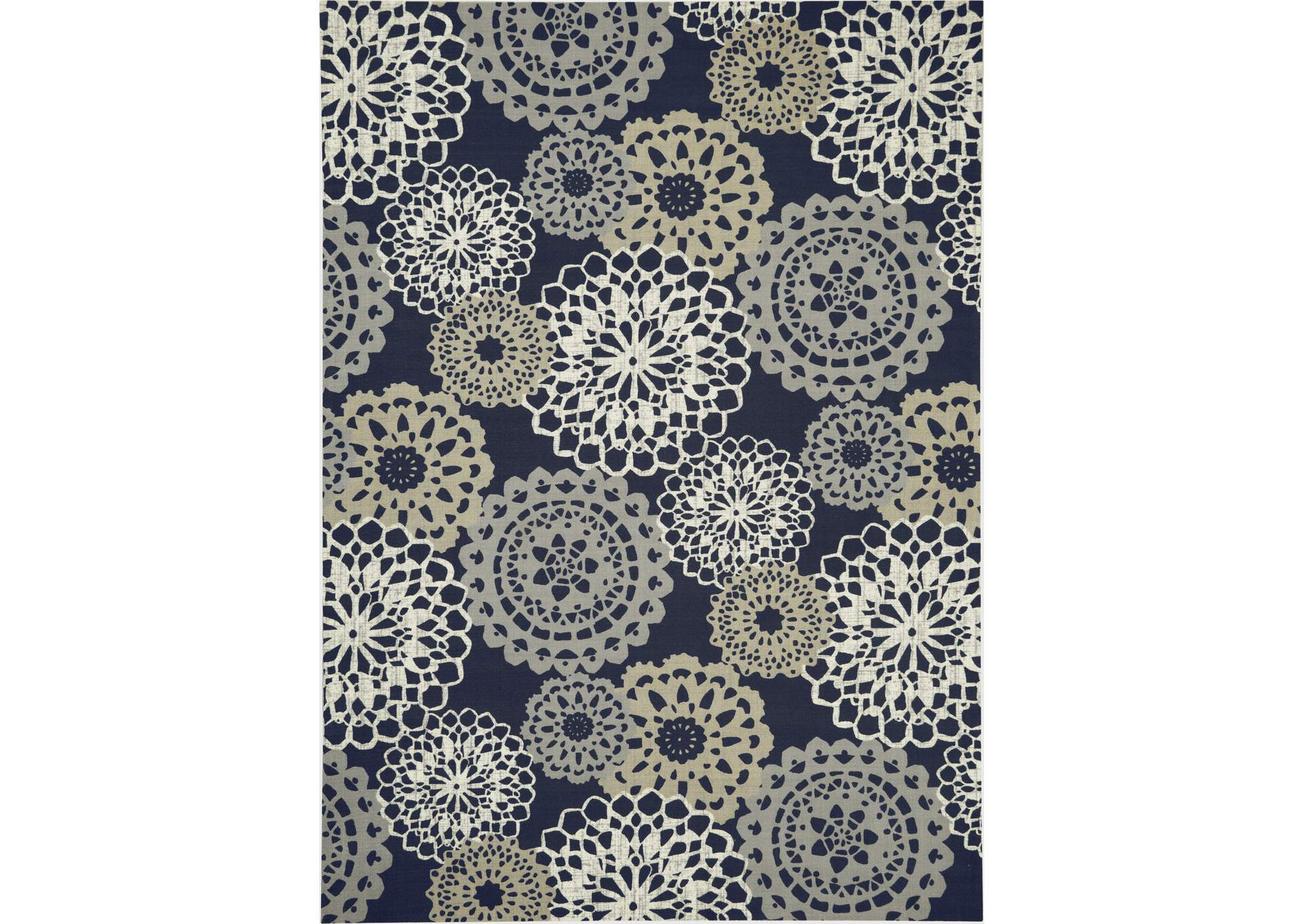 Waverly Sun N Shade SND72 Navy Black and Grey 10'x13' Oversized Indoor-outdoor Rug,Nourison