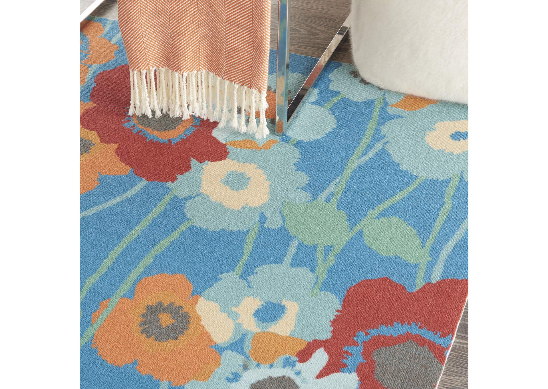 Waverly Sun N Shade SND27 Blue 4'x6' Area Rug,Nourison