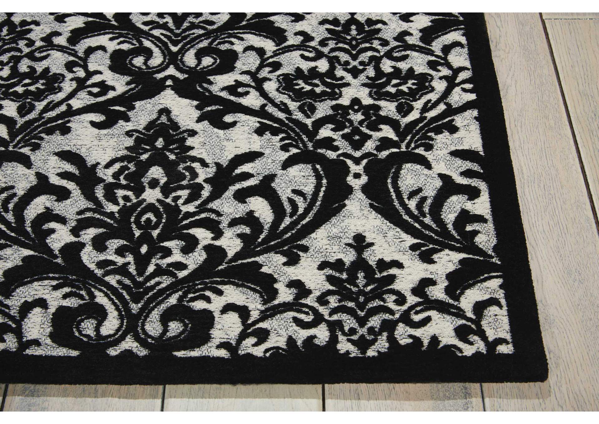 Nourison Damask 2' X 4' Black and White Vintage Area Rug,Nourison