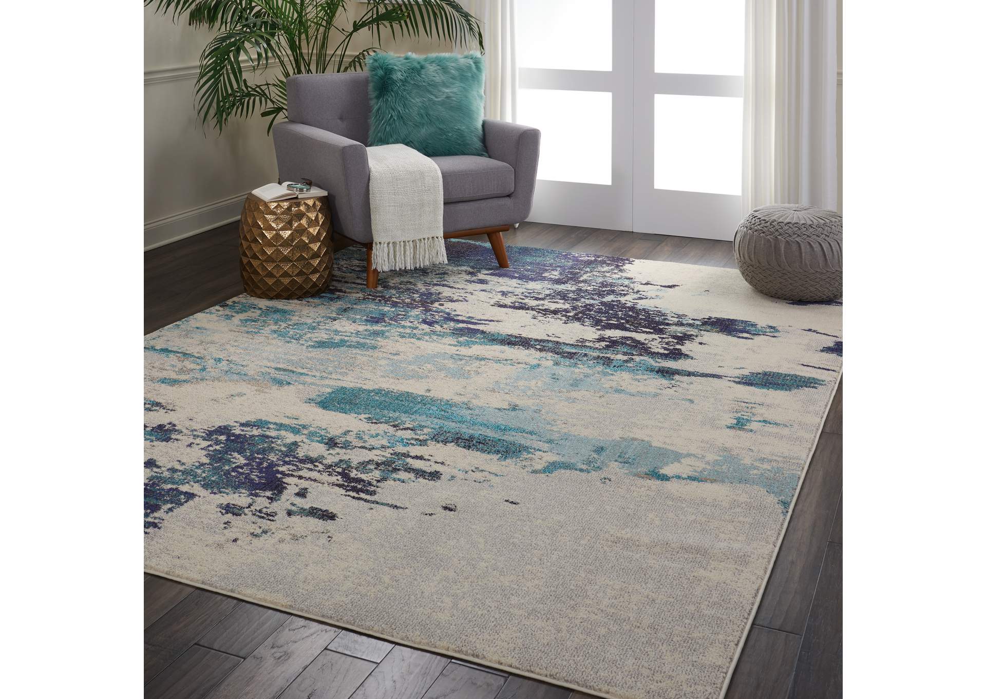 Nourison Celestial CES02 Blue and White 8'x11' Oversized Rug,Nourison