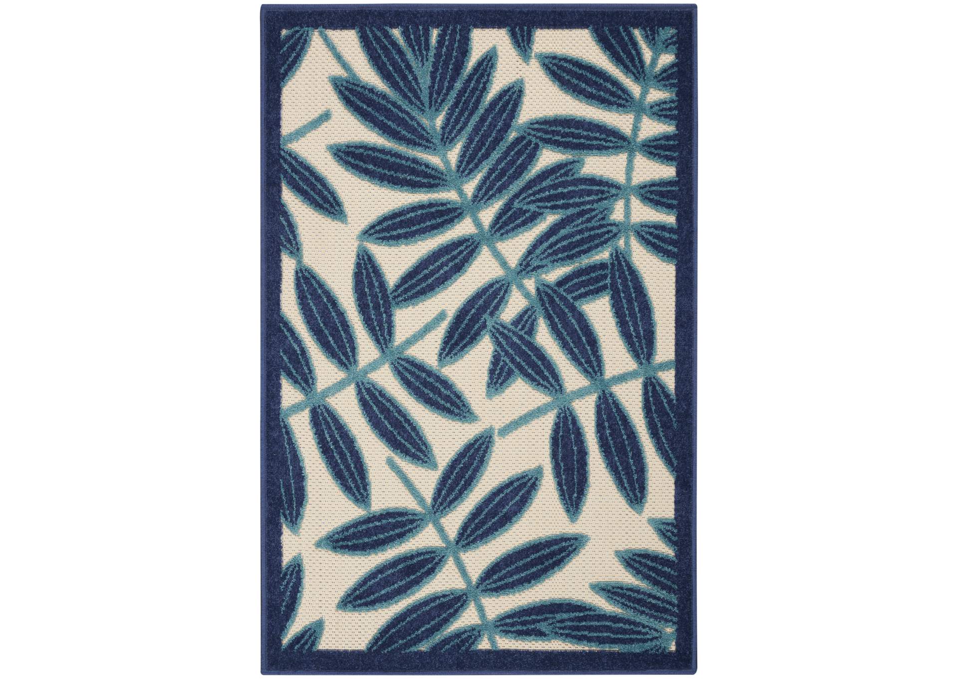 Nourison Aloha ALH18 Navy Blue and White 2'8x4' Indoor-outdoor Area Rug,Nourison