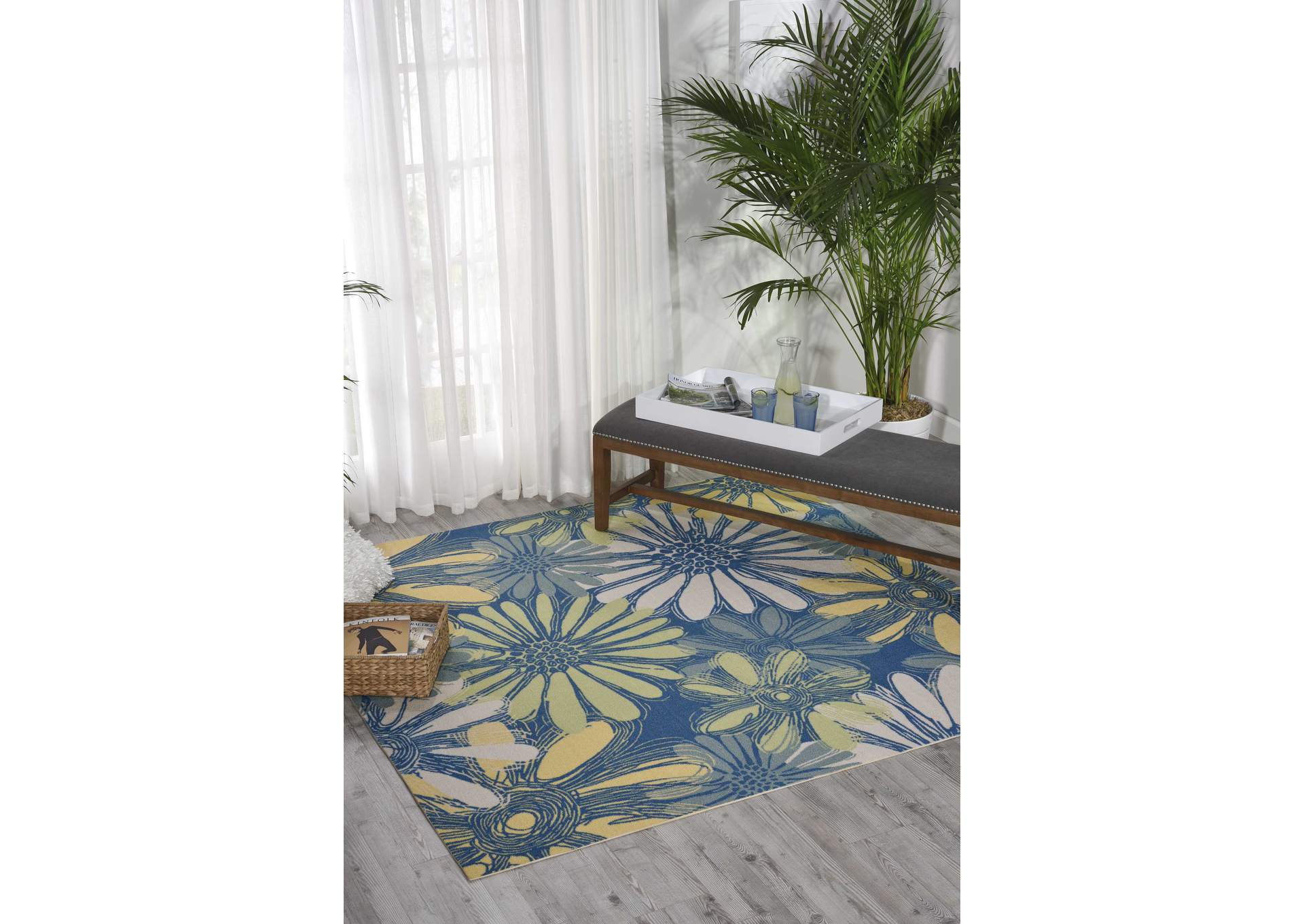 Nourison Home & Garden RS022 Blue 8' Square Rug,Nourison