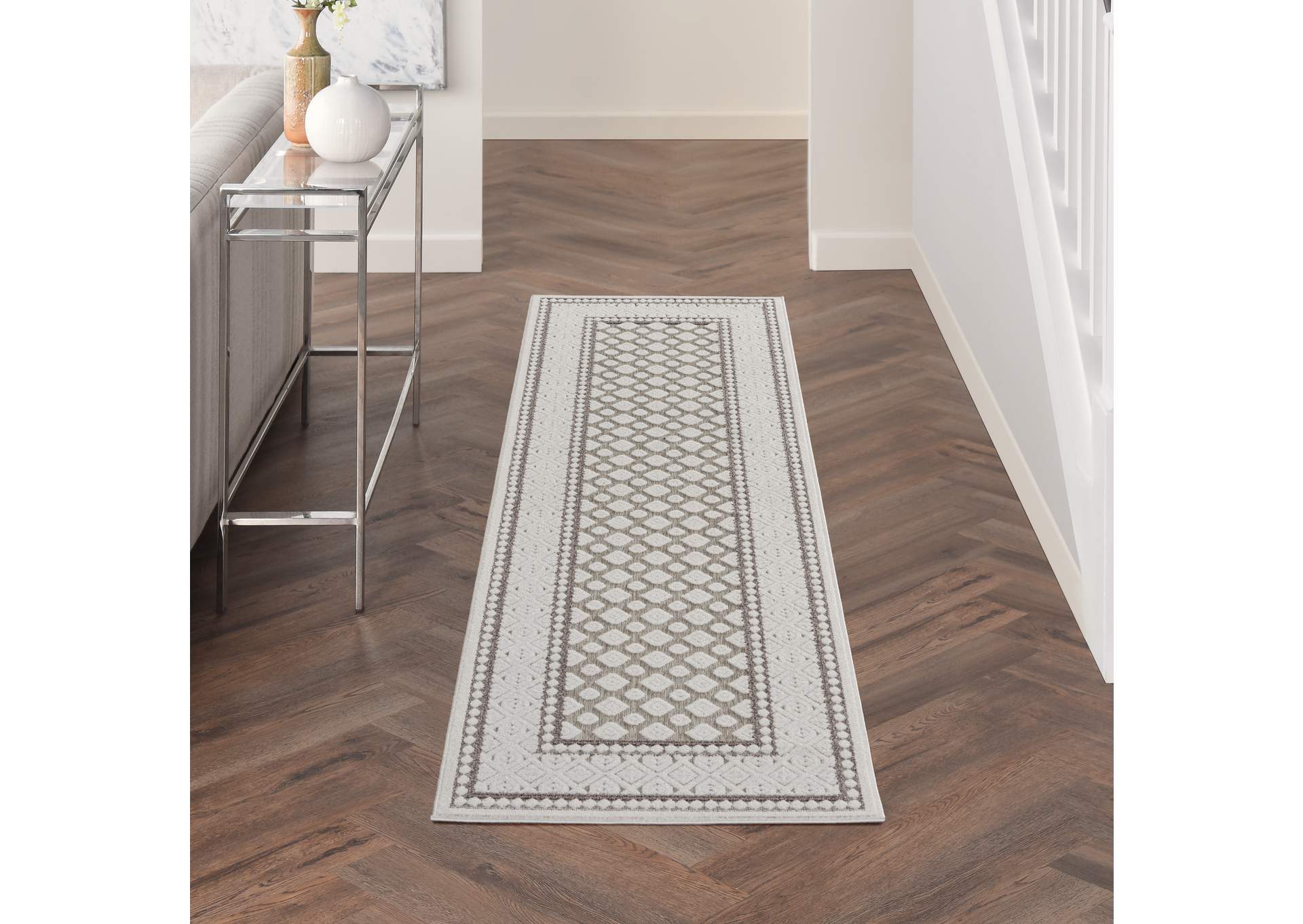 Nourison Key Largo 8' Runner Light Grey Area Rug,Nourison