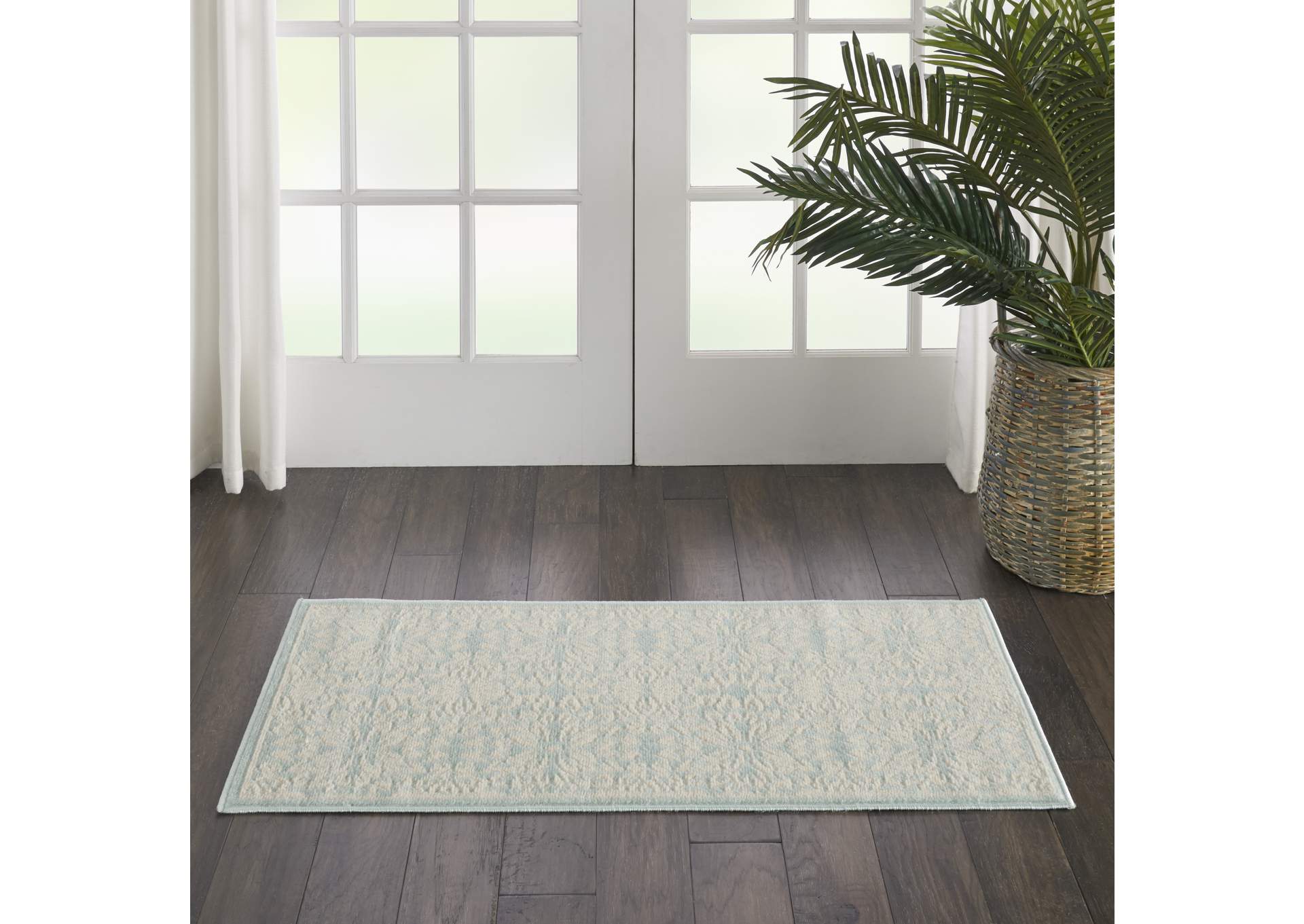 Nourison Jubilant 2' x 4' Small Aqua Floral Area Rug,Nourison