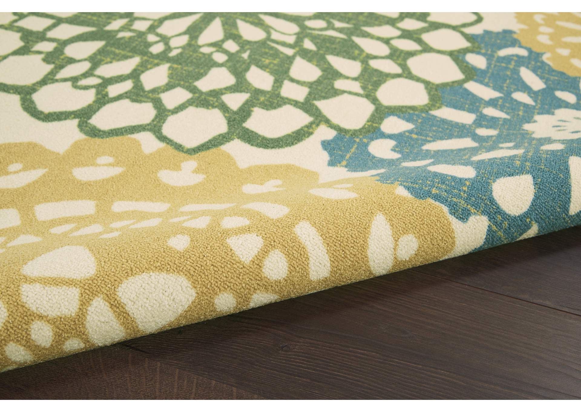 Waverly Sun N Shade SND72 Blue and Green 8'x11' Oversized Indoor-outdoor Rug,Nourison