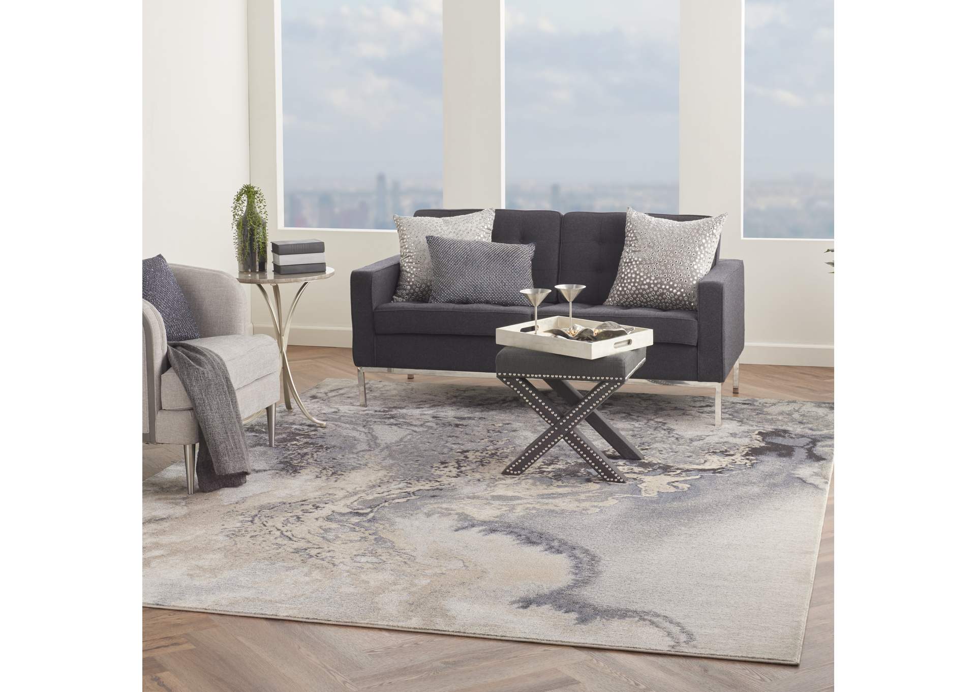 Nourison Maxell MAE08 Grey 8'x11' Oversized Rug,Nourison