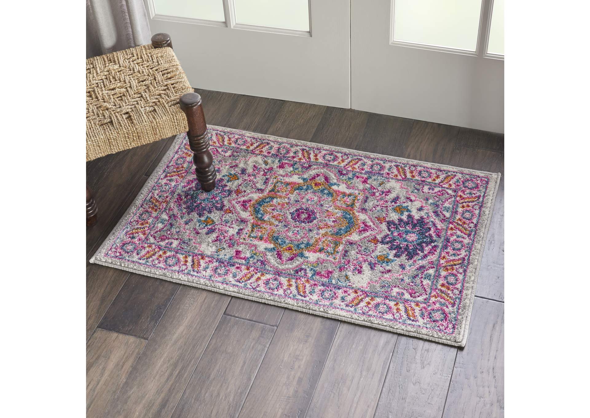 Nourison Passion 2'x3' Grey and Pink Persian Area Rug,Nourison