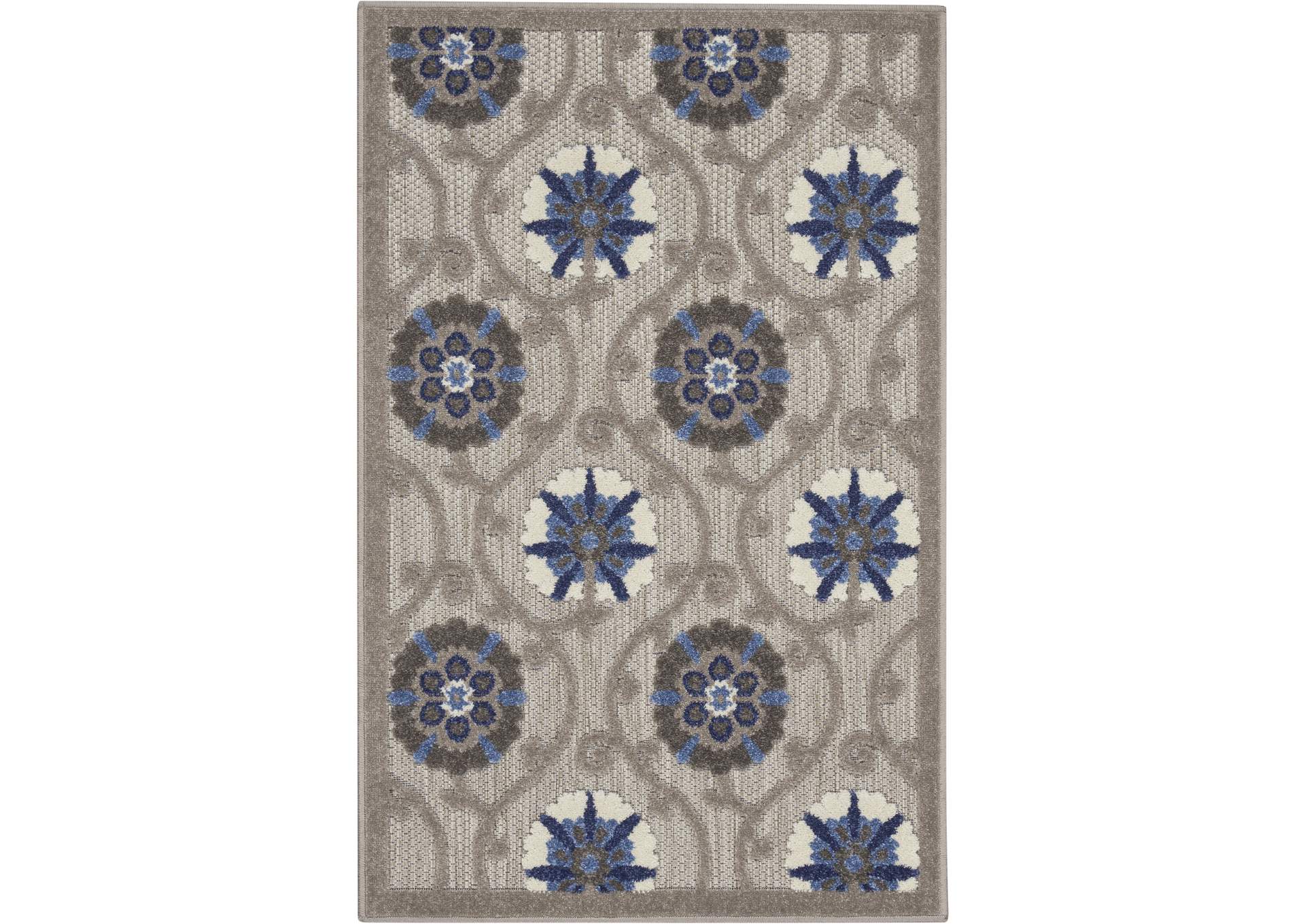 Nourison Aloha 3'x4' Grey Patio Area Rug,Nourison