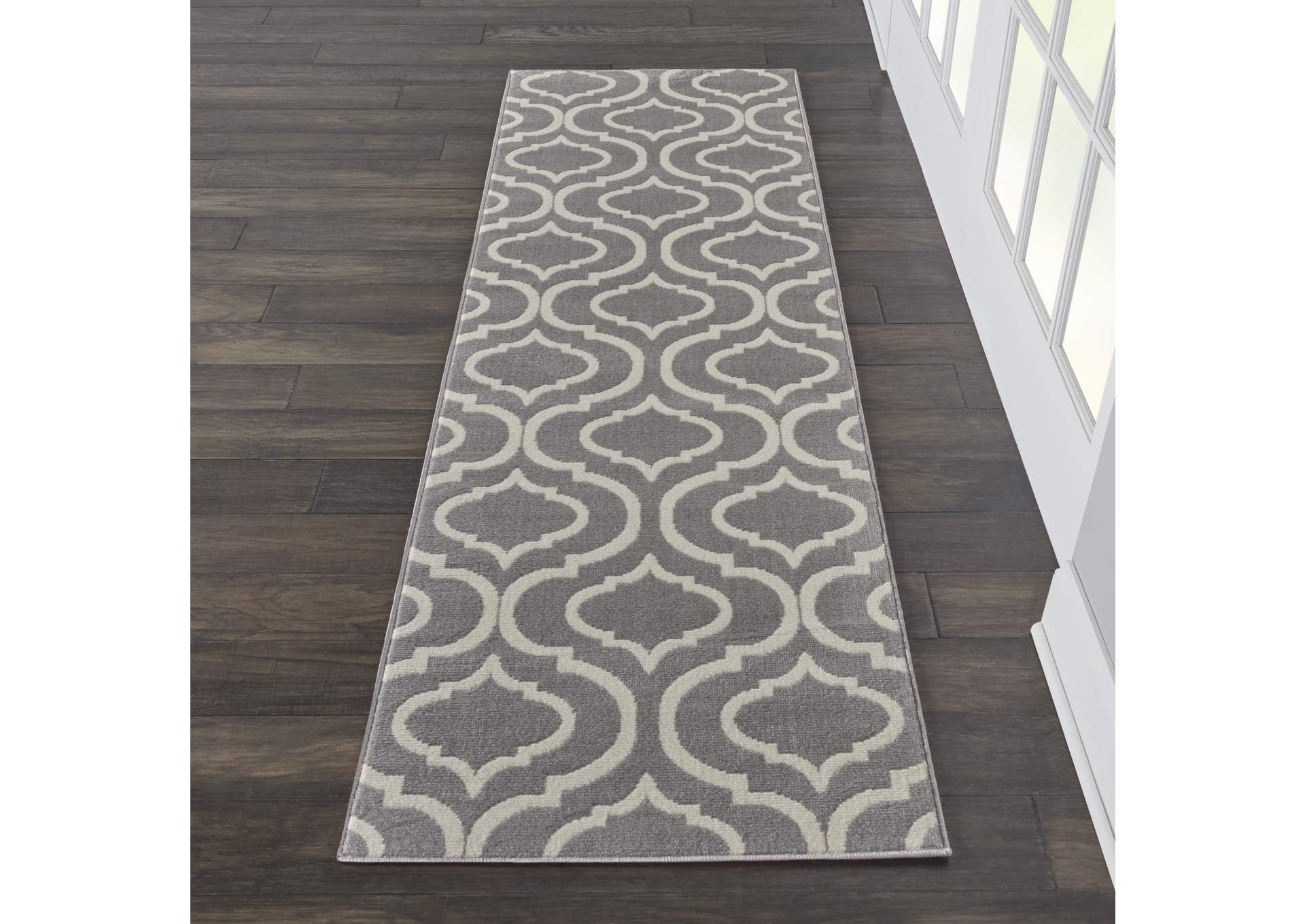 Nourison Jubilant JUB19 Grey 7' Runner Low-pile Hallway Rug,Nourison